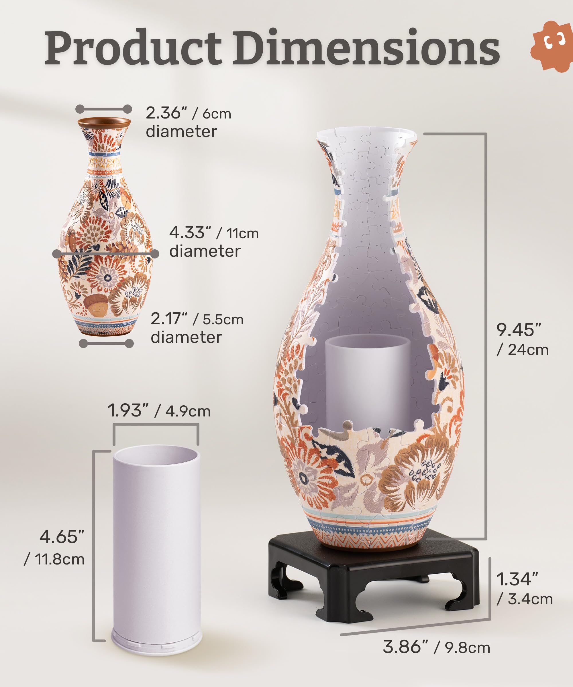 PieceRelax 3D Puzzle Vase for Adults to Flower Arrangement and Home Decoration Made By 160 Curved Plastic Puzzle Pieces - Winter Grace, for Mom [S1043] - Image 5