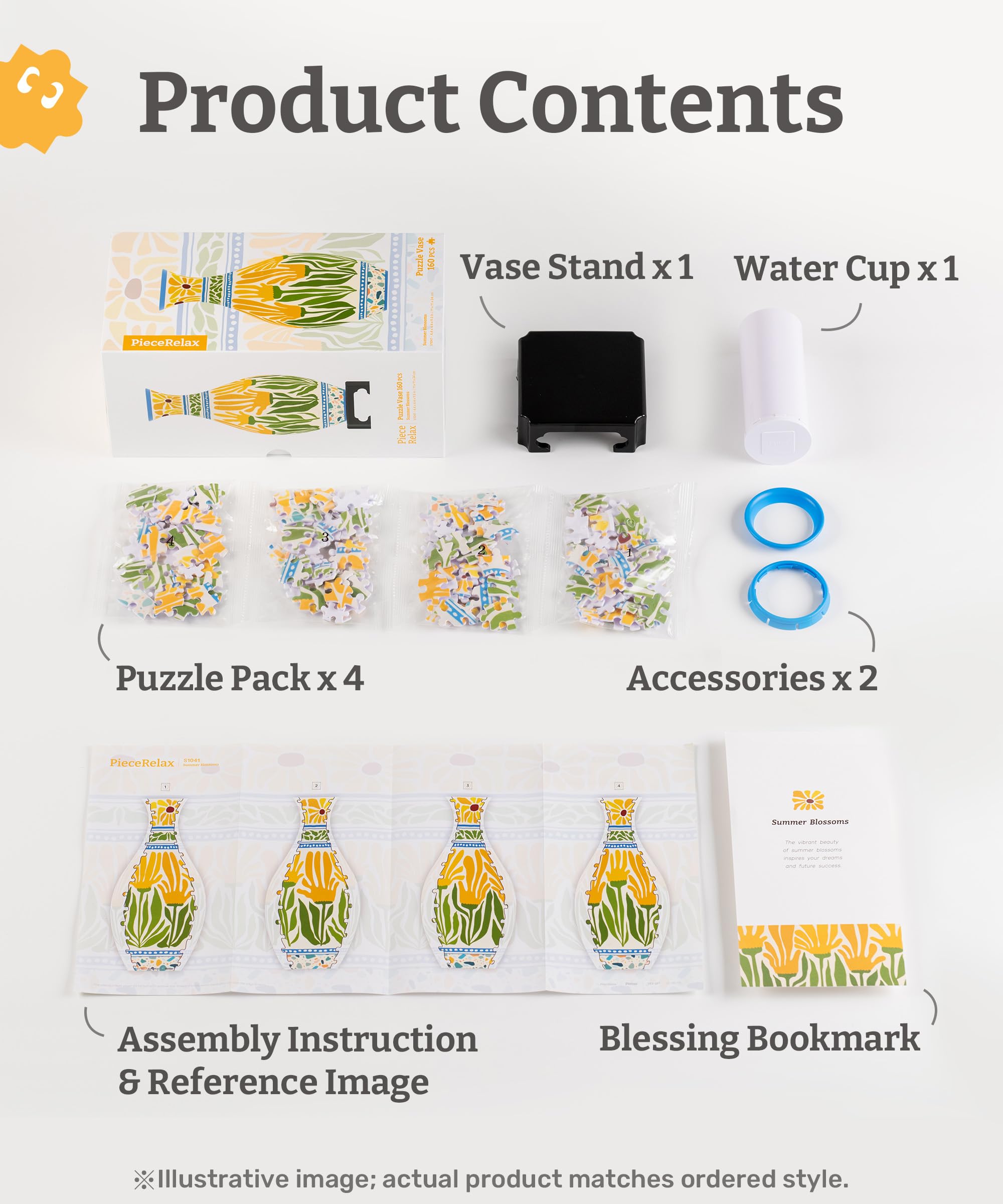PieceRelax 3D Puzzle Vase for Adults to Flower Arrangement and Home Decoration Made By 160 Curved Plastic Puzzle Pieces - Winter Grace, for Mom [S1043] - Image 7