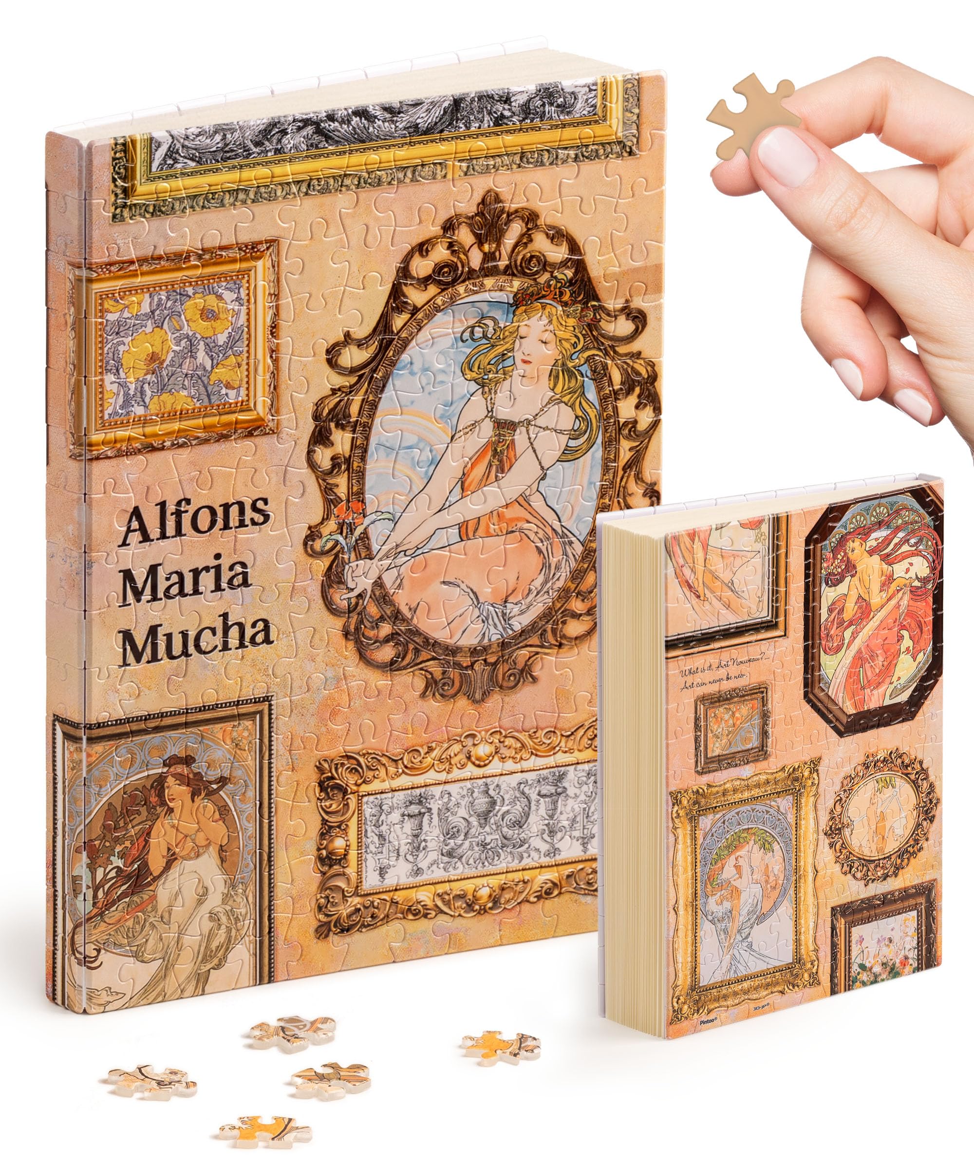 PieceRelax A5 3D Puzzle Journal for Adults, 300 Piece Plastic Jigsaw Book Cover (Includes Notebook) - Alphonse Mucha - The Art Palace, Unique Gift [YA1058]