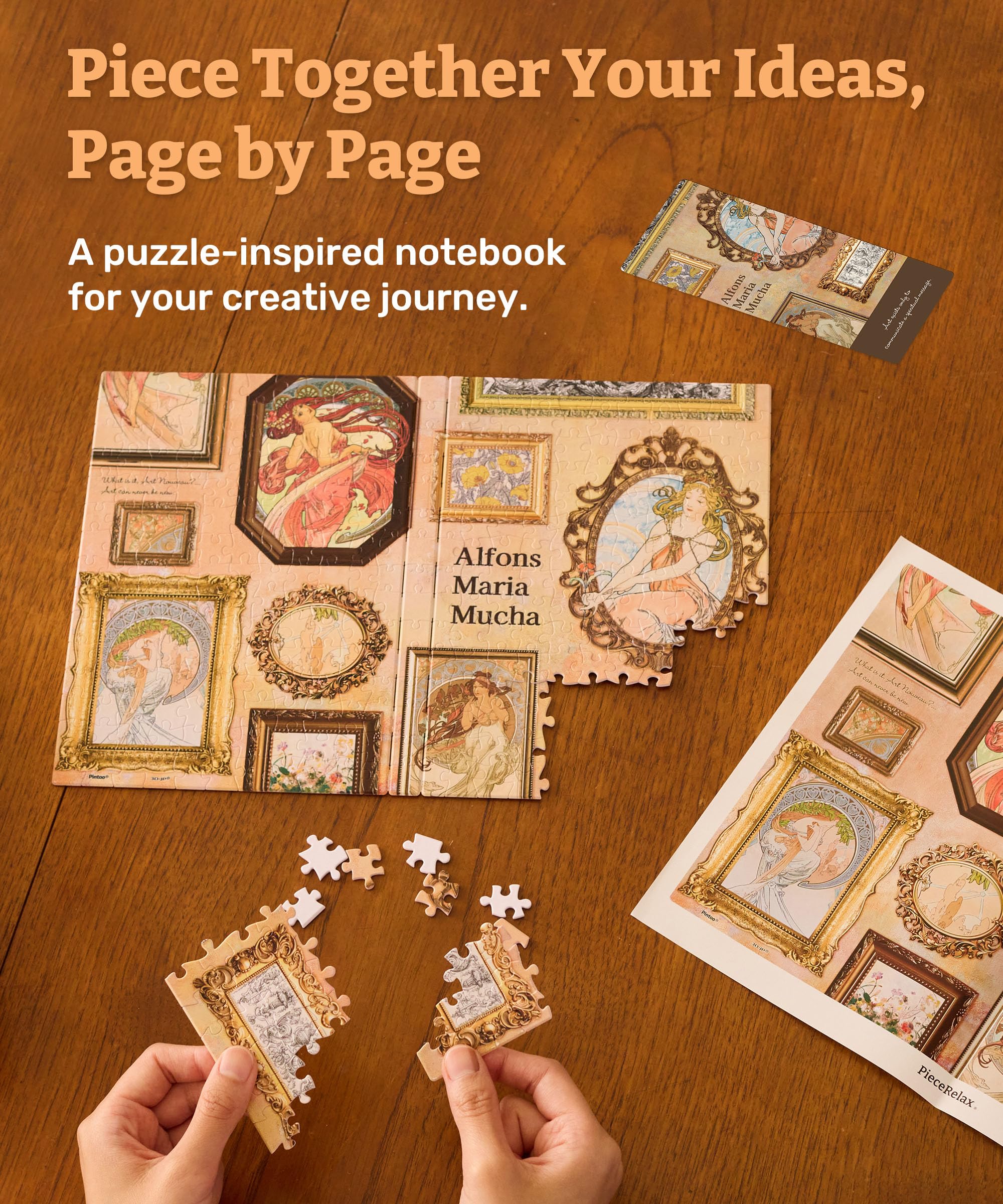 PieceRelax A5 3D Puzzle Journal for Adults, 300 Piece Plastic Jigsaw Book Cover (Includes Notebook) - Alphonse Mucha - The Art Palace, Unique Gift [YA1058] - Image 2