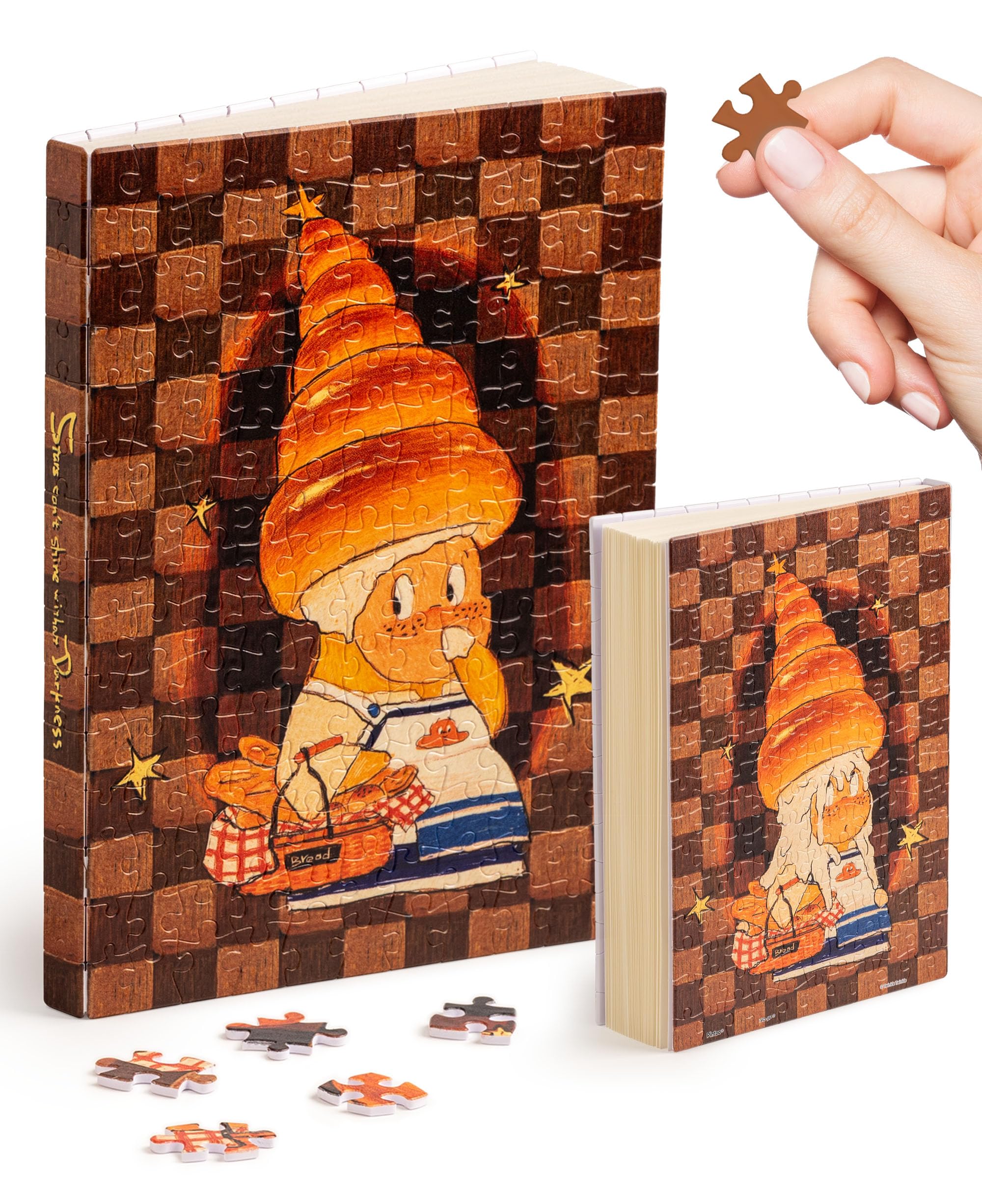 PieceRelax A5 Puzzle Journal 329 Plastic Pieces for Adults - Twinkle Twinkle - Creamy Bread - Book Cover & Notebook, Unique Puzzle Gift, Jigsaw Artwork [YA1060]