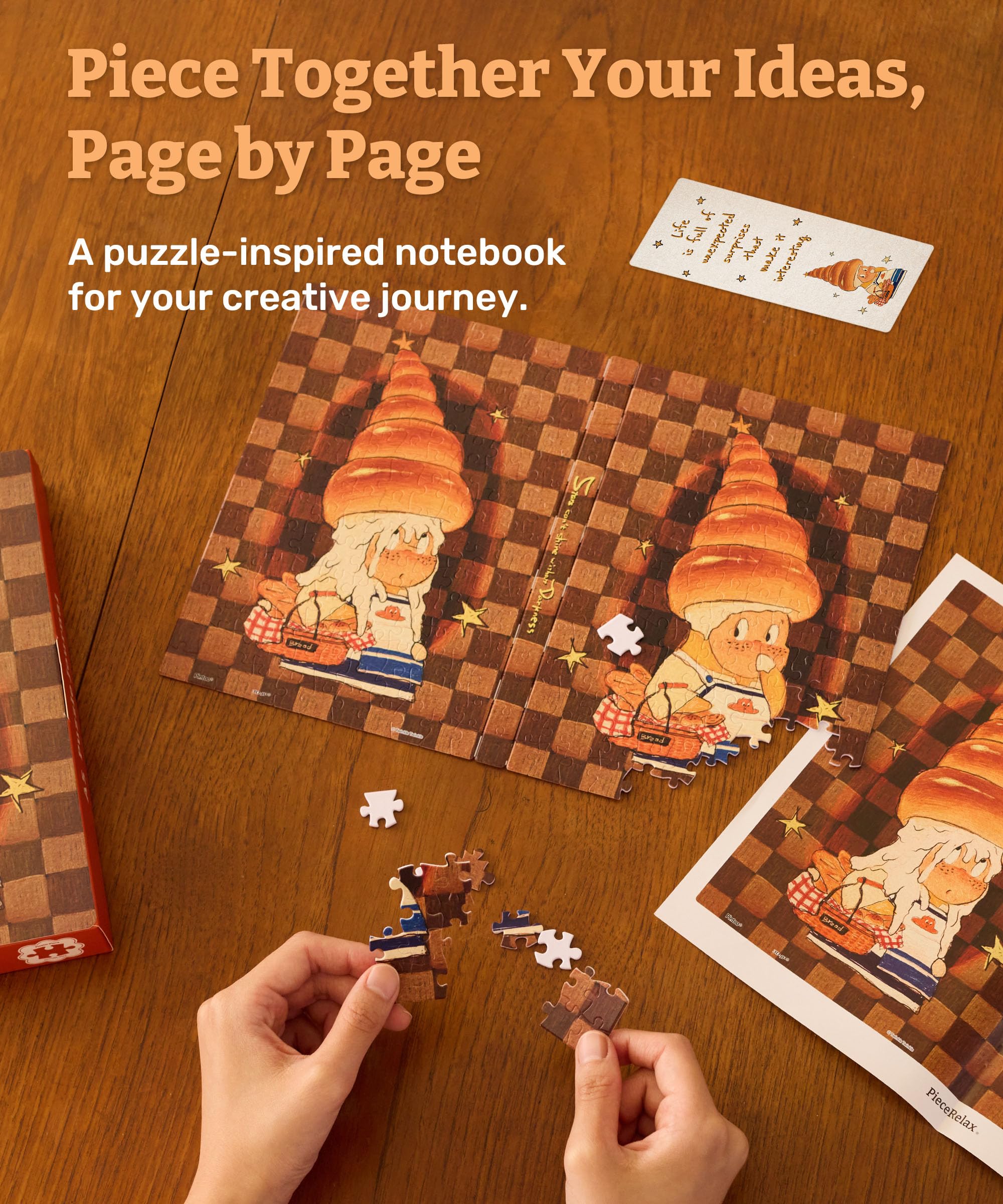 PieceRelax A5 Puzzle Journal 329 Plastic Pieces for Adults - Twinkle Twinkle - Creamy Bread - Book Cover & Notebook, Unique Puzzle Gift, Jigsaw Artwork [YA1060] - Image 2
