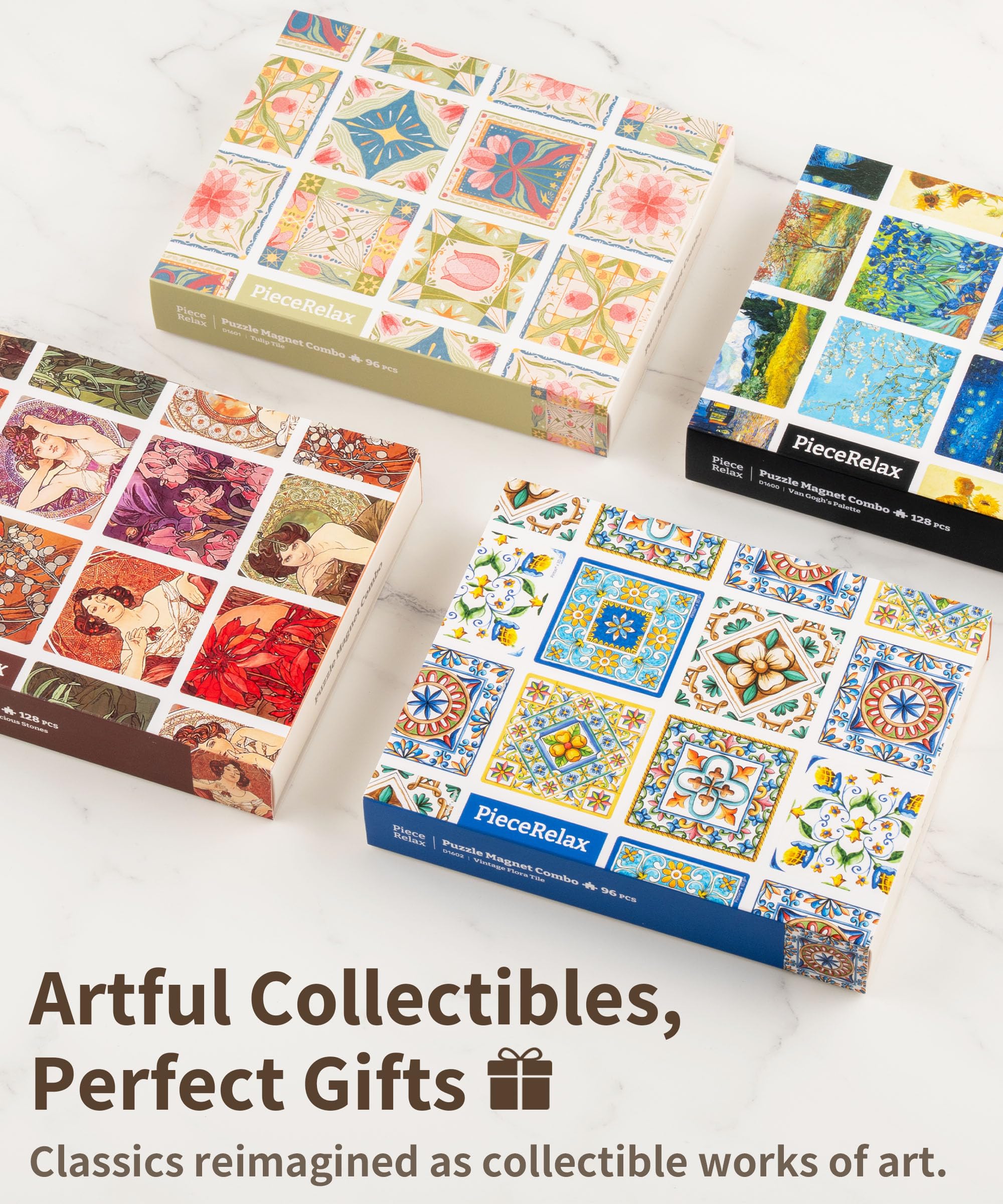 PieceRelax Magnet Puzzle for Adults 128 Pieces - Alphonse Mucha - The Precious Stones Unique Gift & Home Décor with Plastic Jigsaw Puzzle [D1599] - Image 6
