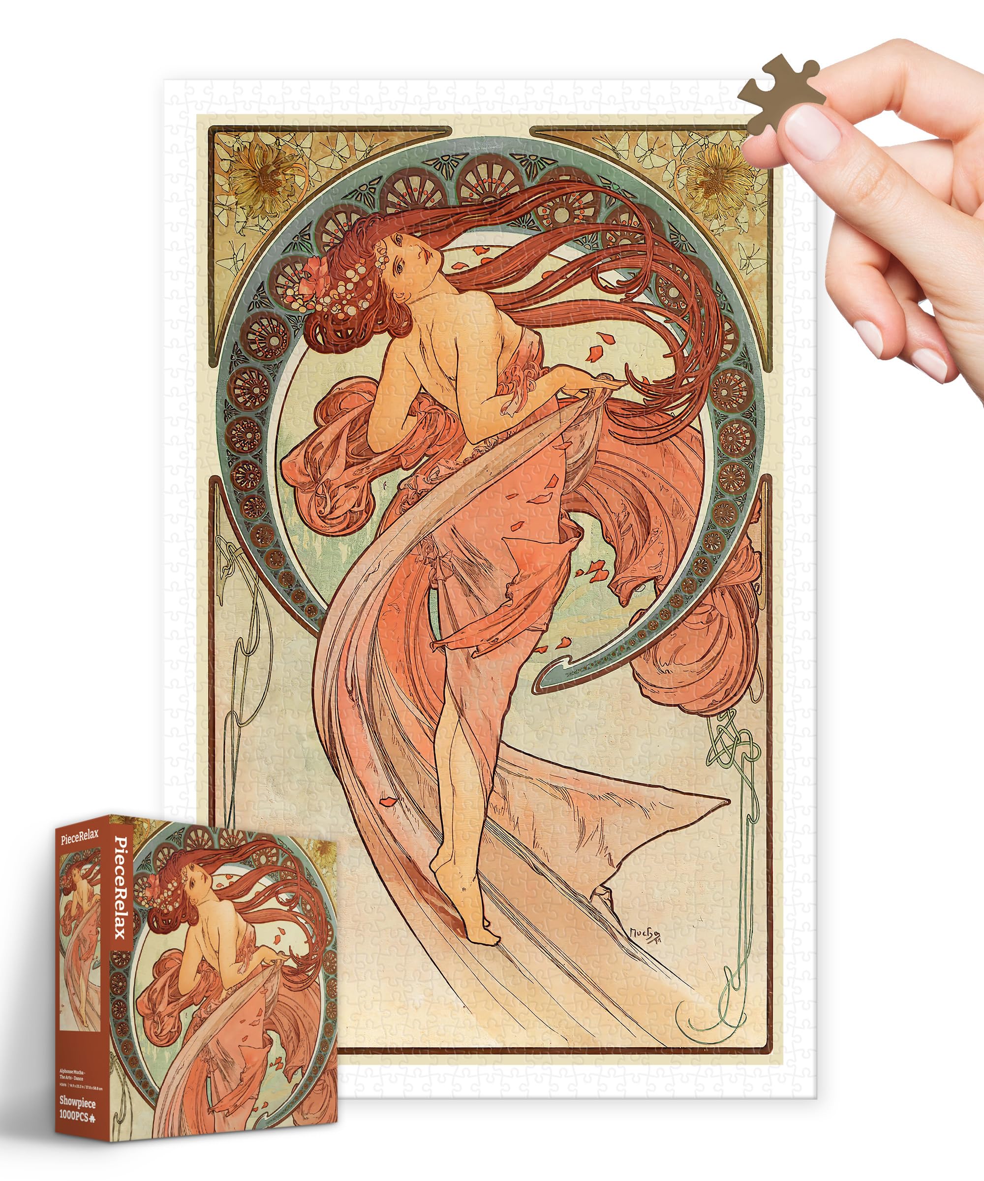 PieceRelax Plastic Jigsaw Puzzles for Adults 1000 Pieces - Alphonse Mucha - The Arts - Dance Most Satisfying Table Games and Gifts No Puzzle Mat Required [H3616]