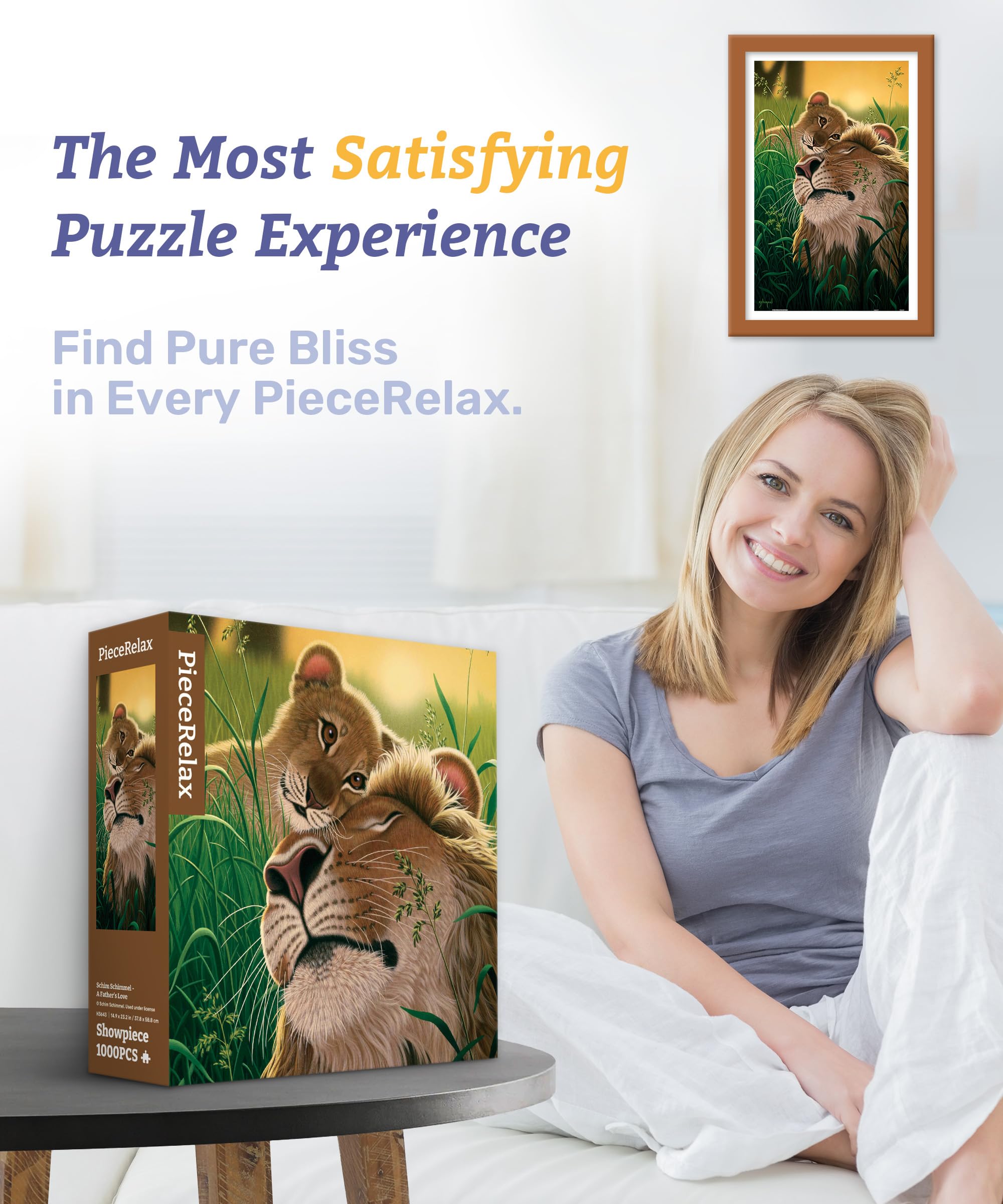 PieceRelax Plastic Jigsaw Puzzles for Adults 1000 Pieces - Schim Schimmel - A Father’s Love Most Satisfying Table Games and Gifts No Puzzle Mat Required [H3643] - Image 3