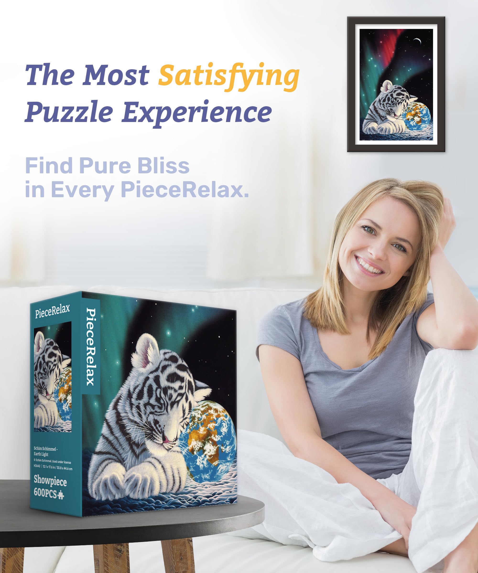 PieceRelax Plastic Jigsaw Puzzles for Adults 1000 Pieces - Schim Schimmel - Earth Light Most Satisfying Table Games and Gifts No Puzzle Mat Required [H3642] - Image 3