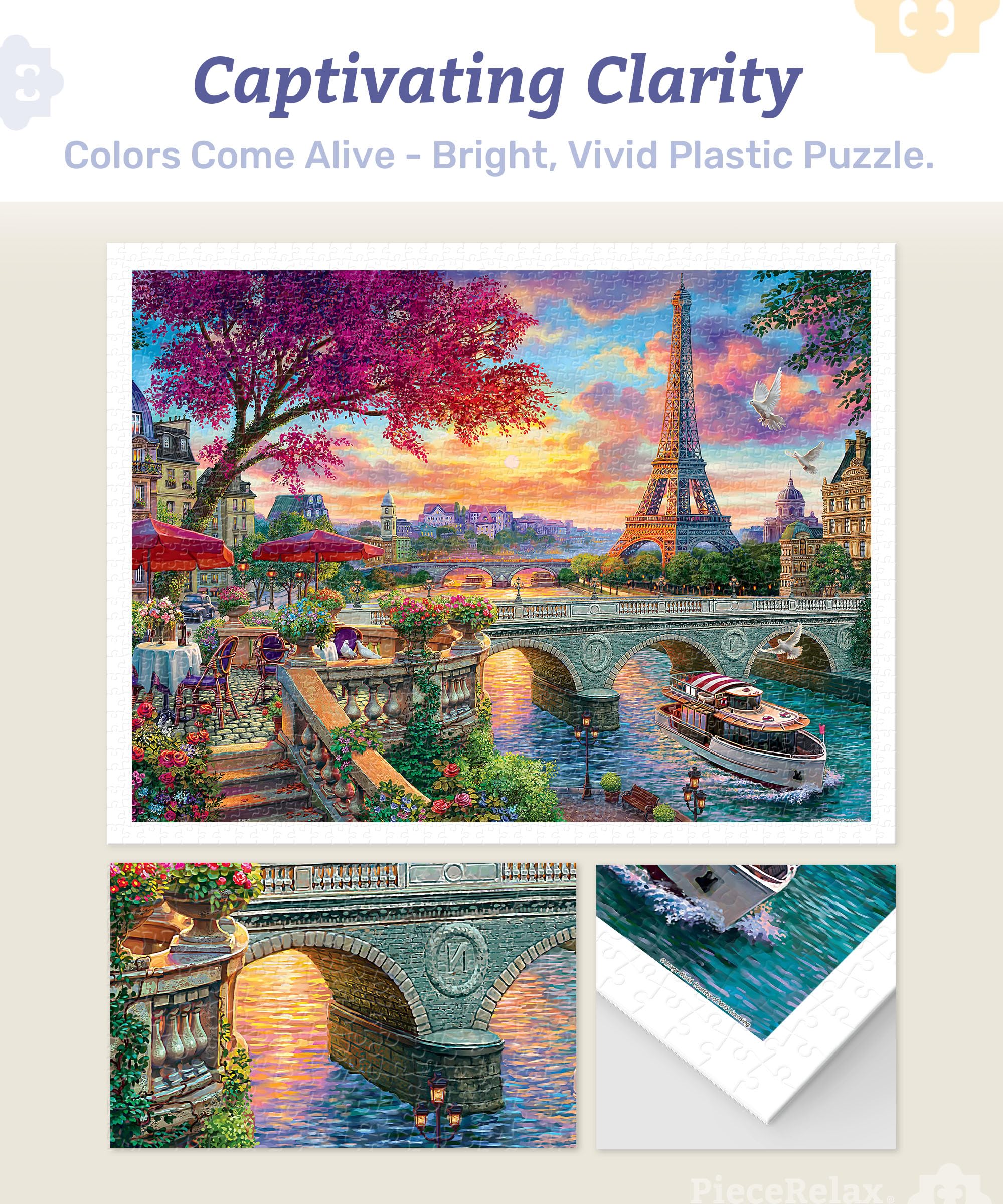 PieceRelax Plastic Jigsaw Puzzles for Adults 1200 Pieces - Image World - Blooming Paris Most Satisfying Table Games and Gifts No Puzzle Mat Required [H3549] - Image 3