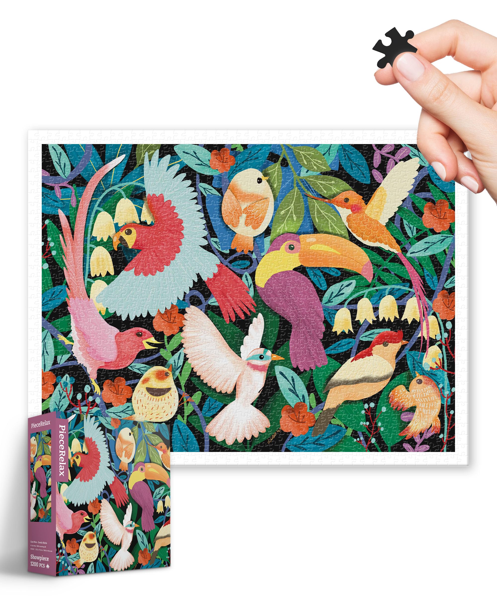 PieceRelax Plastic Jigsaw Puzzles for Adults 1200 Pieces - Lisa Wee - Exotic Birds Most Satisfying Table Games and Gifts No Puzzle Mat Required [H3520]