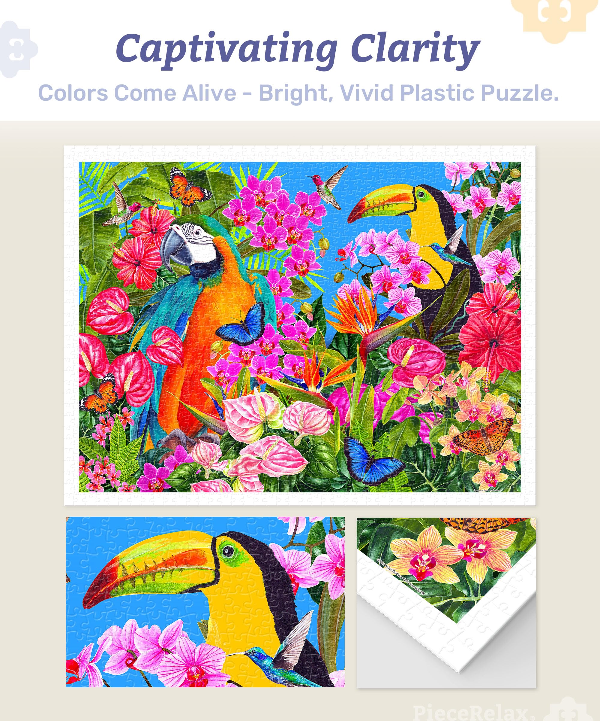 PieceRelax Plastic Jigsaw Puzzles for Adults 1200 Pieces - Veronique Oodian - Tropical Paradise Most Satisfying Table Games and Gifts No Puzzle Mat Required [H3569] - Image 4