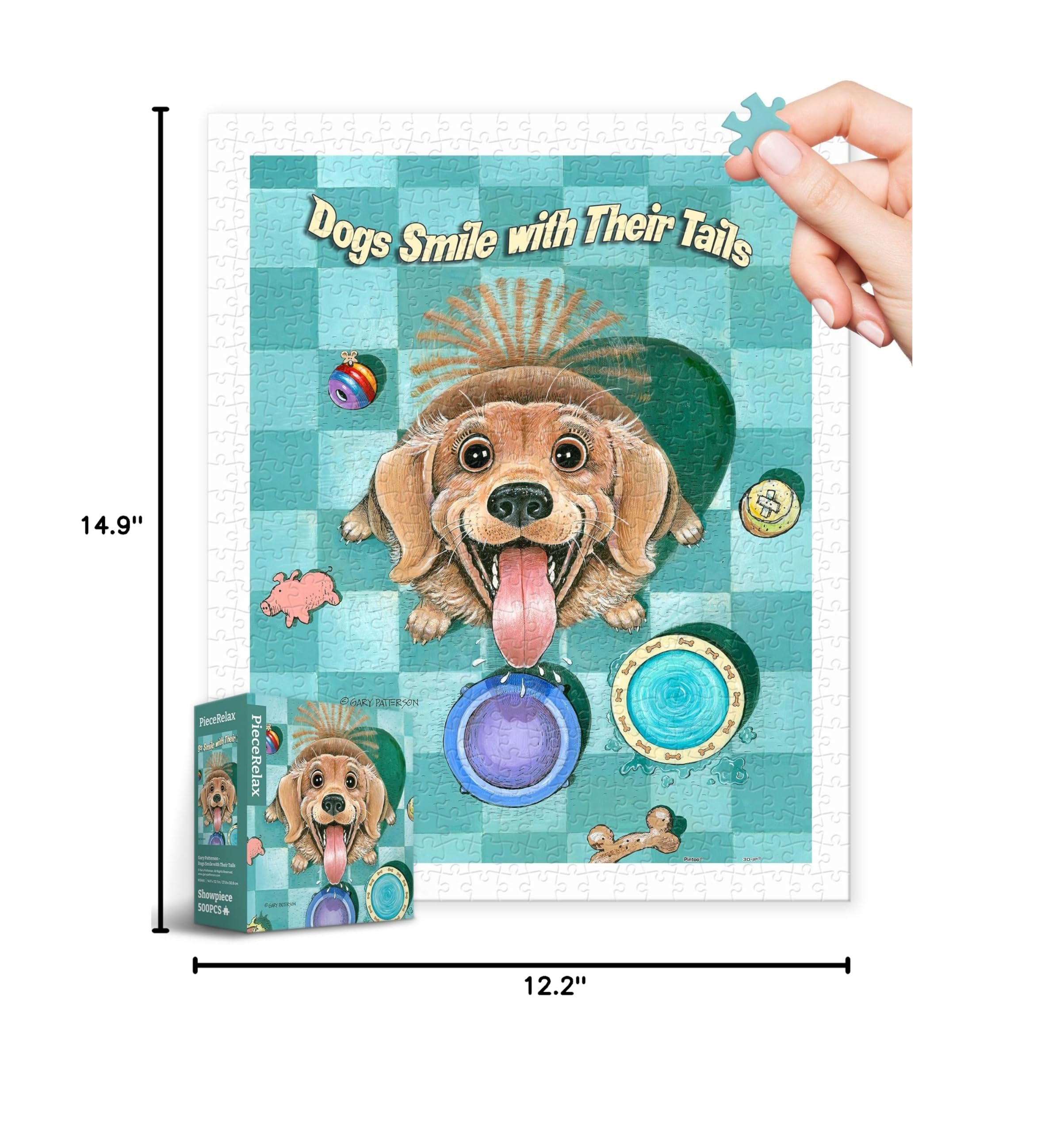 PieceRelax Plastic Jigsaw Puzzles for Adults 500 Pieces - Gary Patterson - Dogs Smile with Their Tails Most Satisfying Table Games and Gifts No Puzzle Mat Required [H3465] - Image 10