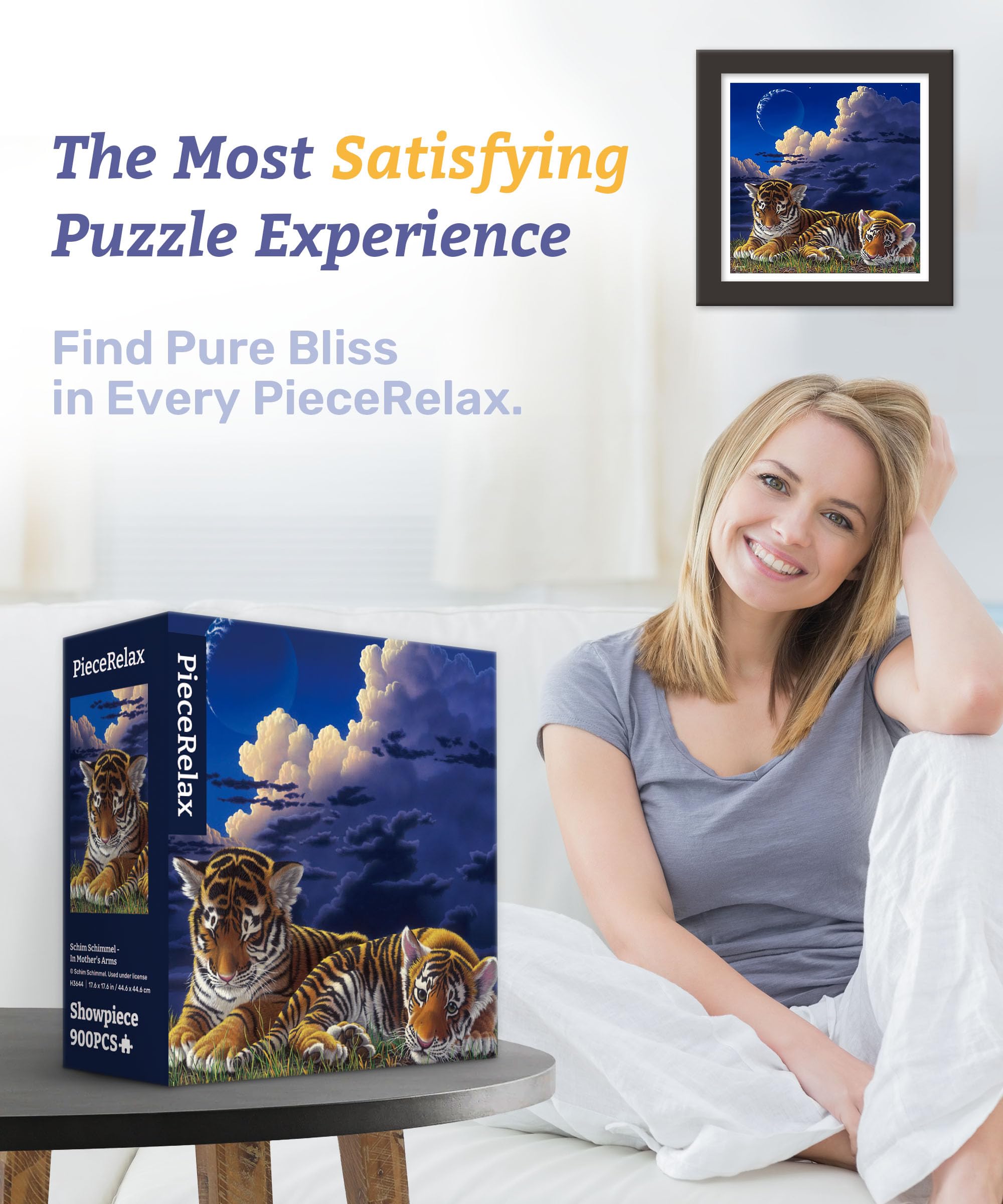 PieceRelax Plastic Jigsaw Puzzles for Adults 900 Pieces - Schim Schimmel - in Mother’s Arms Most Satisfying Table Games and Gifts No Puzzle Mat Required [H3644] - Image 3
