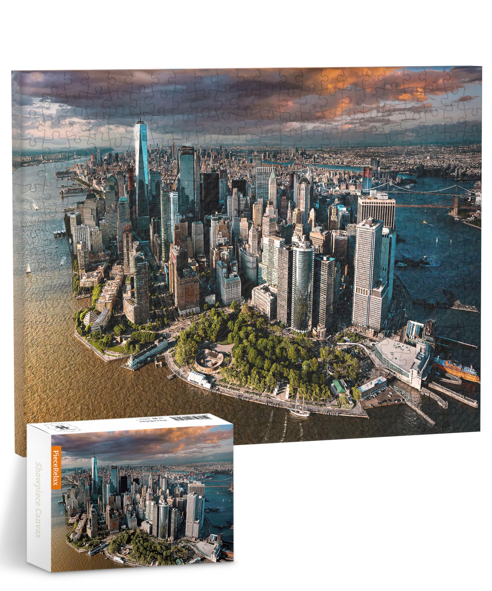 PieceRelax Puzzle Canvas Wall Art 366 Plastic Pieces for Adults - Henry Do - Aerial Photography - New York City, USA - Unique Gift & Home Décor with Jigsaw Puzzle Artwork [HN1308]
