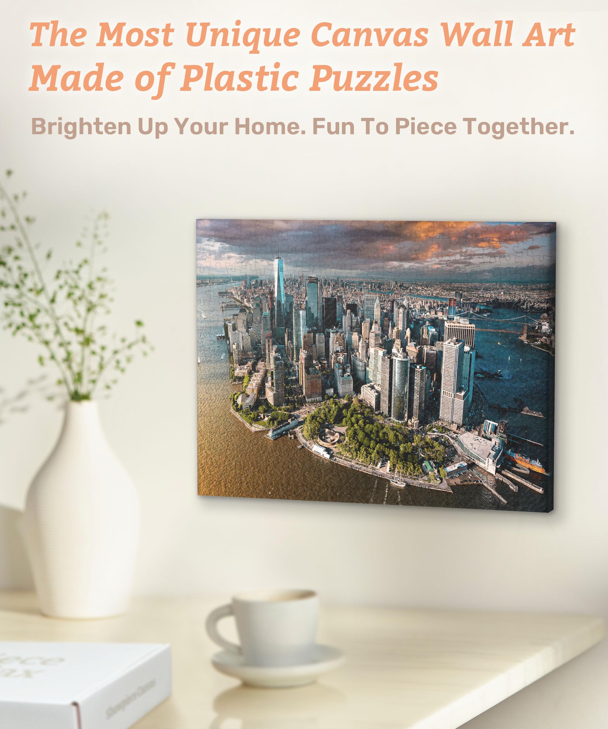 PieceRelax Puzzle Canvas Wall Art 366 Plastic Pieces for Adults - Henry Do - Aerial Photography - New York City, USA - Unique Gift & Home Décor with Jigsaw Puzzle Artwork [HN1308] - Image 2