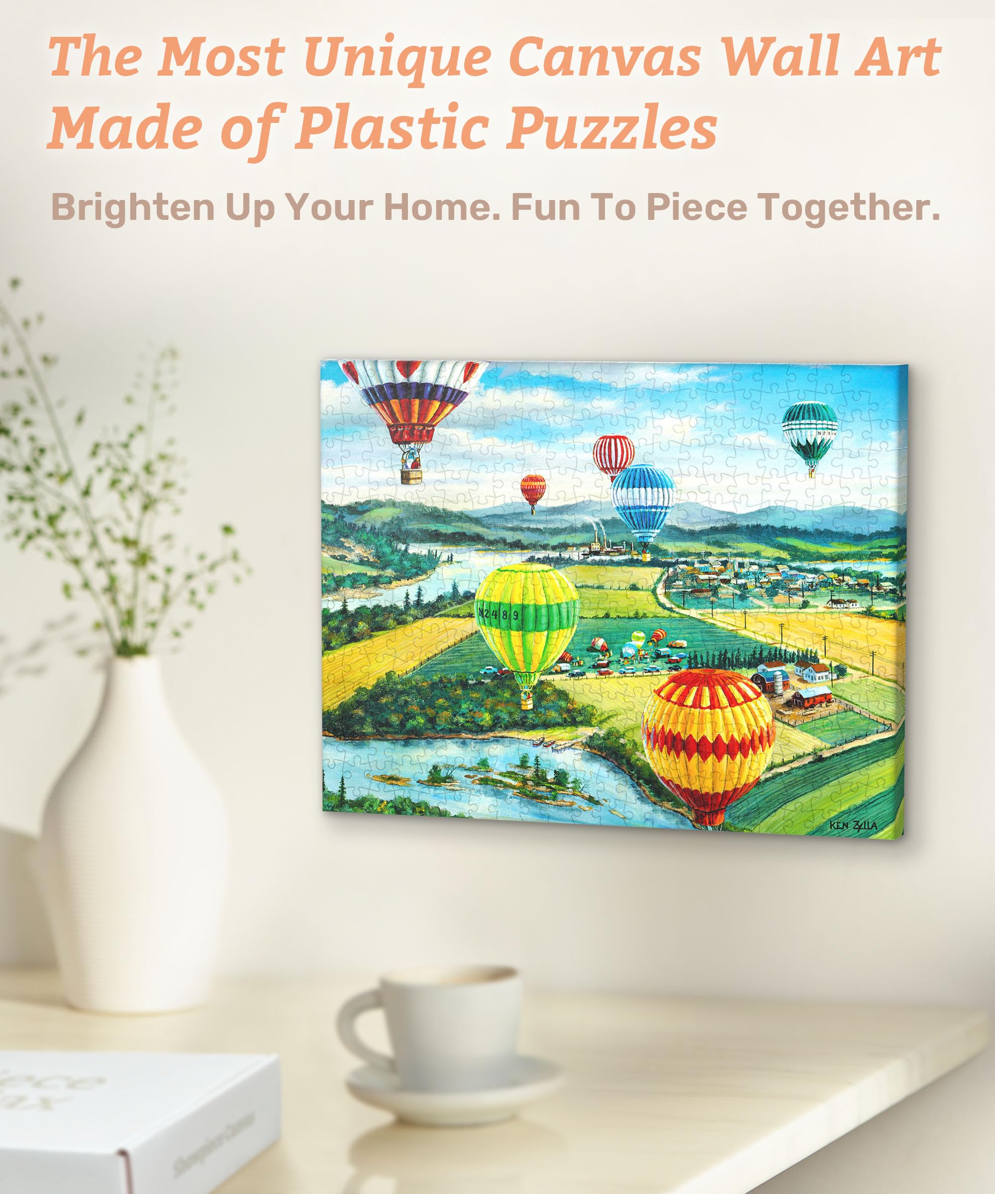 PieceRelax Puzzle Canvas Wall Art 366 Plastic Pieces for Adults - Ken Zylla - Ballooners Rally - Unique Gift & Home Décor with Jigsaw Puzzle Artwork for Living Room Bedroom [HN1299] - Image 2
