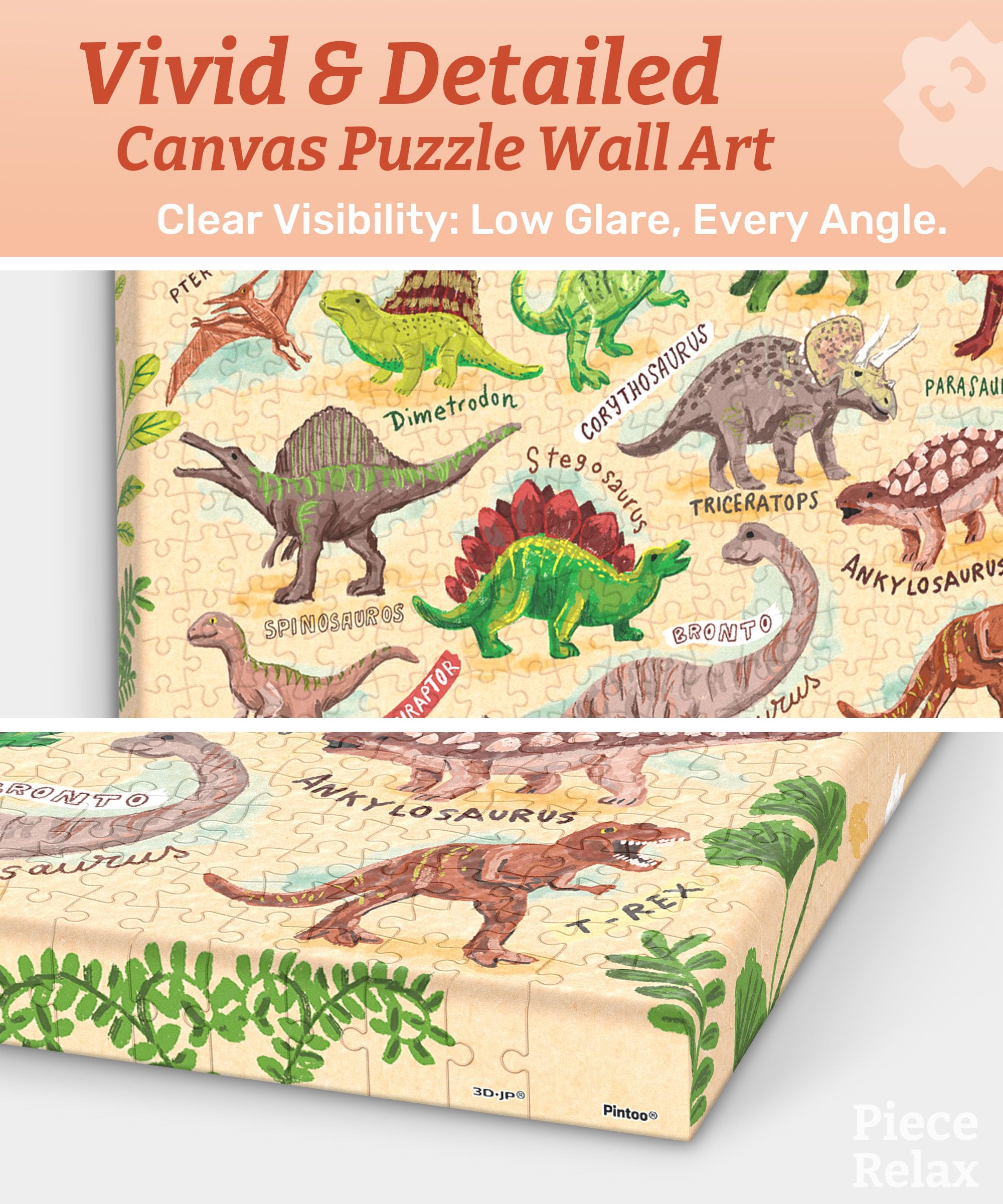 PieceRelax Puzzle Canvas Wall Art 366 Plastic Pieces for Adults - Olivia Gibbs - Roardinos - Unique Gift & Home Décor with Jigsaw Puzzle Artwork for Living Room Bedroom [HN1369] - Image 4
