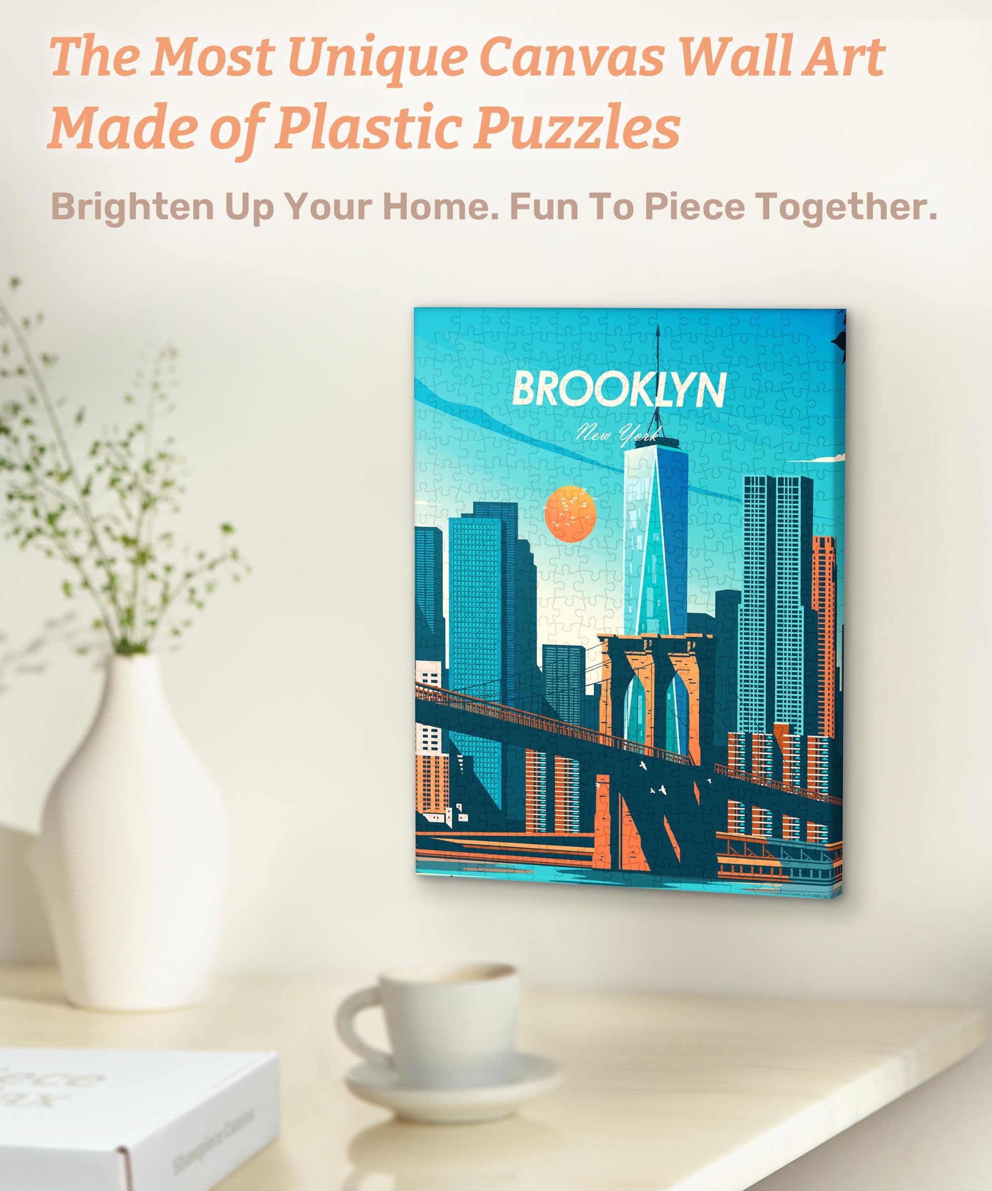 PieceRelax Puzzle Canvas Wall Art 366 Plastic Pieces for Adults - Studio Inception_Days in New York - Brooklyn - Unique Gift & Home Décor with Jigsaw Puzzle Artwork for Living Room Bedroom [HN1402] - Image 2