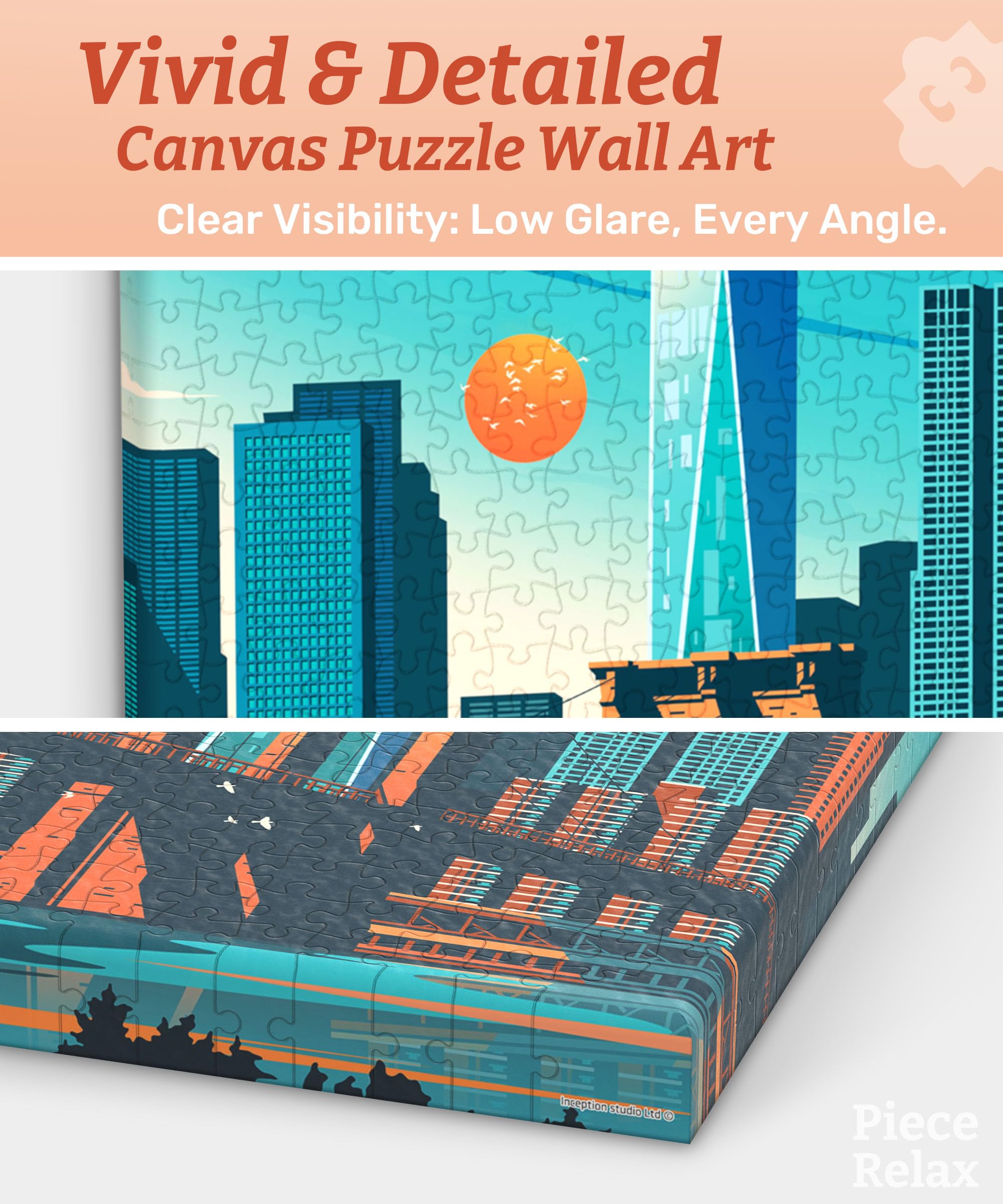 PieceRelax Puzzle Canvas Wall Art 366 Plastic Pieces for Adults - Studio Inception_Days in New York - Brooklyn - Unique Gift & Home Décor with Jigsaw Puzzle Artwork for Living Room Bedroom [HN1402] - Image 3