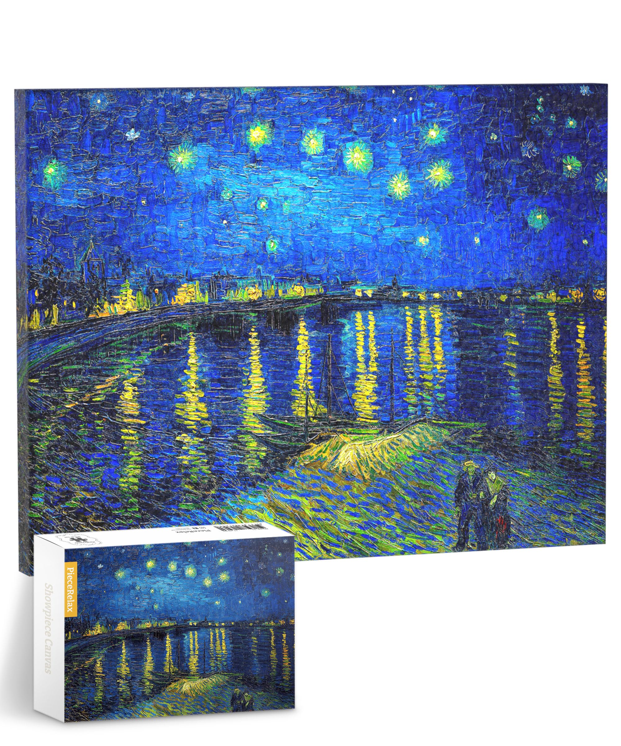 PieceRelax Puzzle Canvas Wall Art 366 Plastic Pieces for Adults - Vincent Van Gogh - Starry Night Over The Rhone - Unique Gift & Home Décor with Jigsaw Puzzle Artwork for Living Room Bedroom [HN1430]