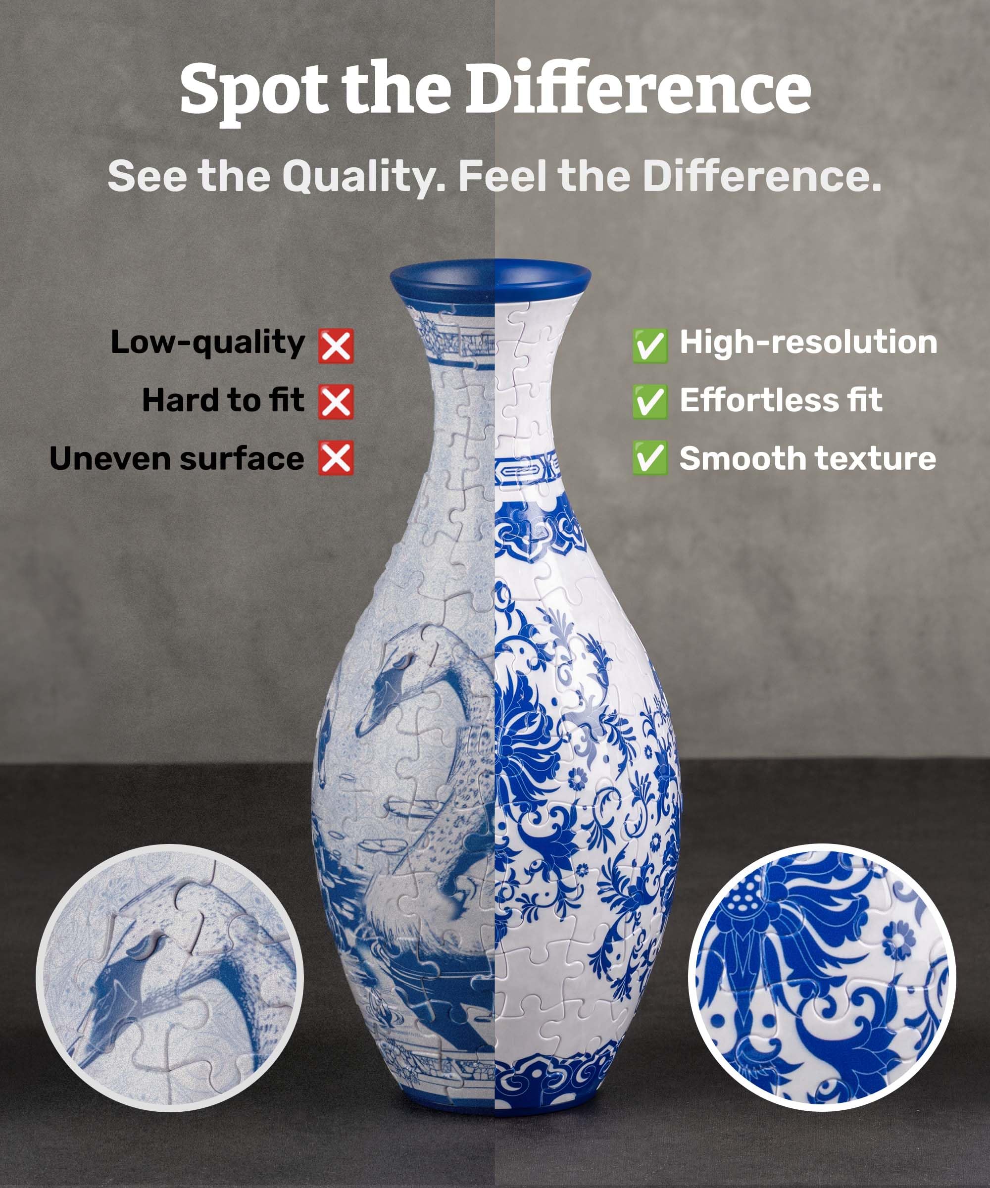 Pintoo 3D Puzzle Vase Unique Flower Vase Made by 160 Curved Plastic Puzzle Pieces House Warming Gift for Flower Arrangements and Home Decoration, for Mom [S1024] (Translucent, Carp with Lotus) - Image 4