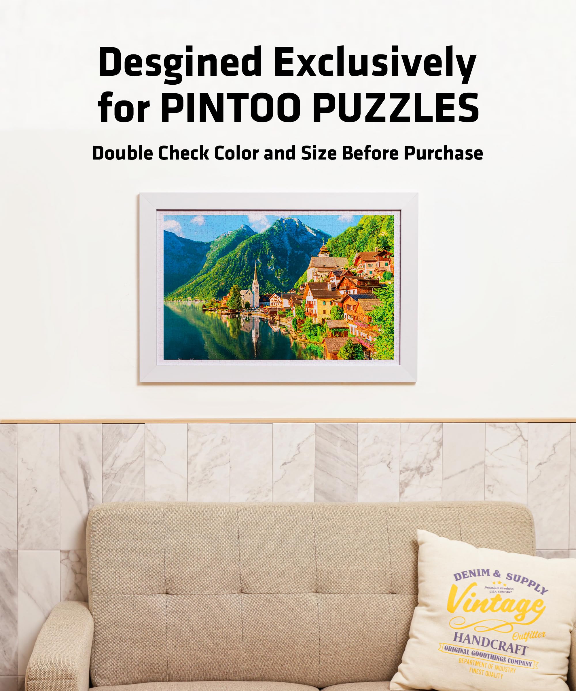 Pintoo Jigsaw Puzzle Frame Tailor-Made for Pintoo's 600 Pieces Puzzle ONLY - Cool Gray - Effortless & Toolless Assembly NO Glue Required [W1083] - Image 3