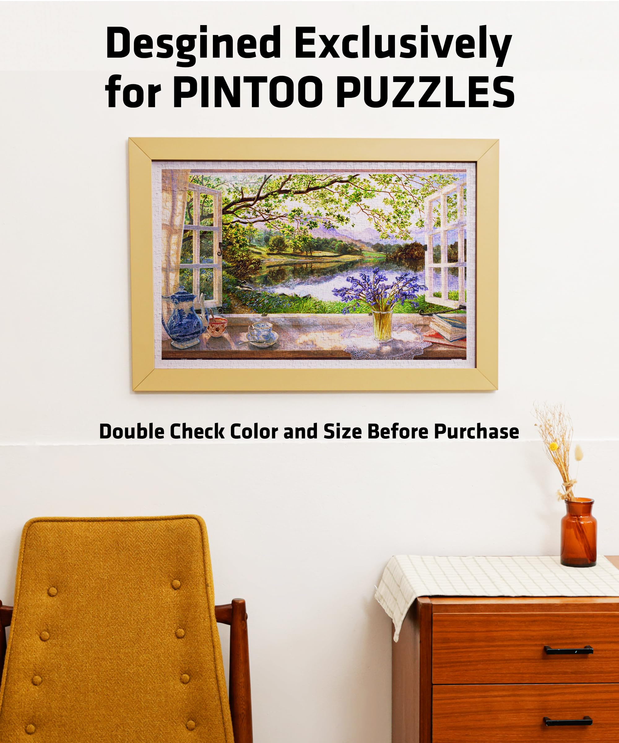 Pintoo Jigsaw Puzzle Frame Tailor-Made for Pintoo's 600 Pieces Puzzle ONLY - Cool Gray - Effortless & Toolless Assembly NO Glue Required [W1083] - Image 7