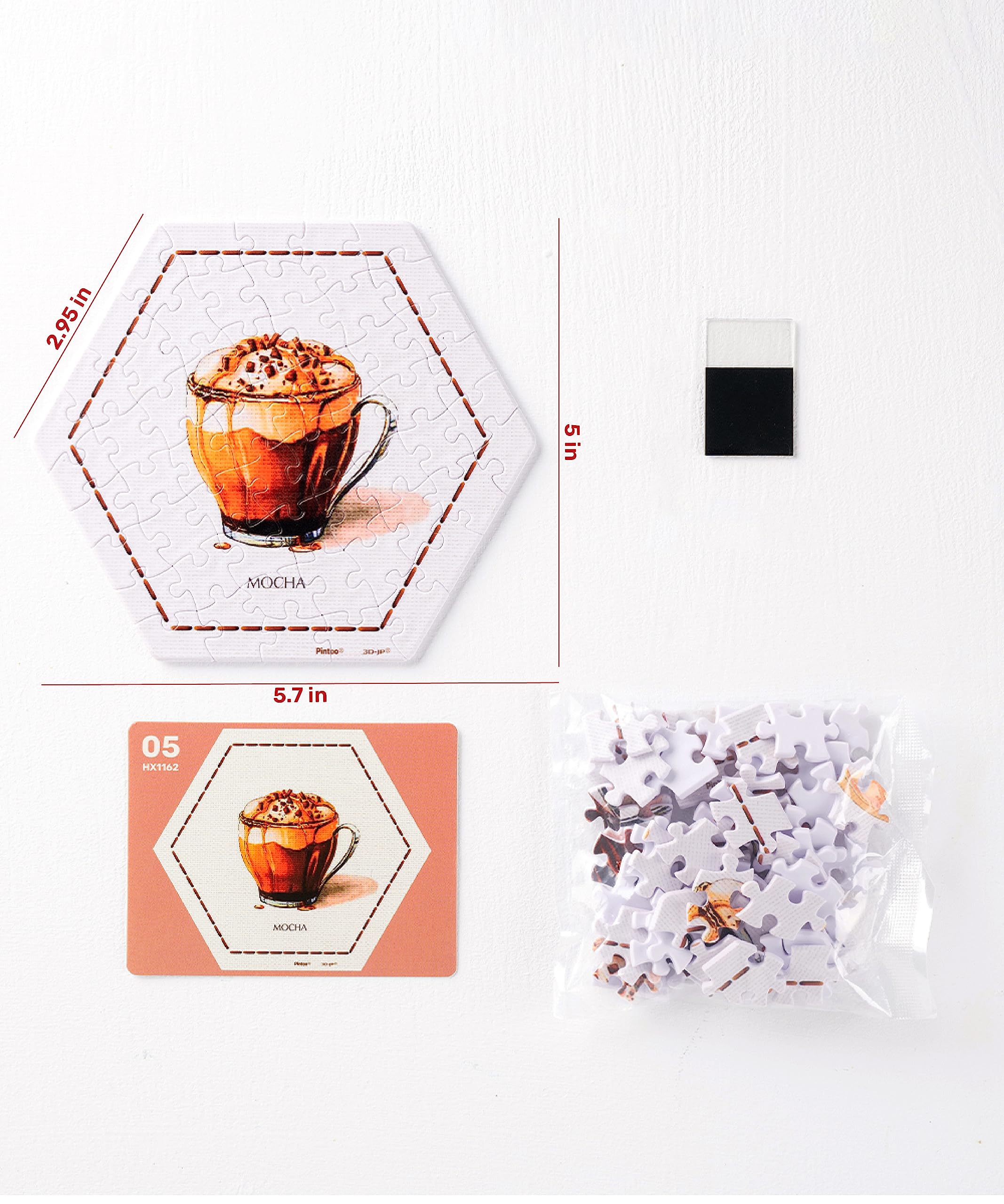 Pintoo Jigsaw Puzzle Wall Tile Puzzle Set Coffee Time Series - Six of 56-Piece Wall Tile Puzzles Create 3D Displays with Restickable Strips No Glue Needed [HX1162] - Image 6