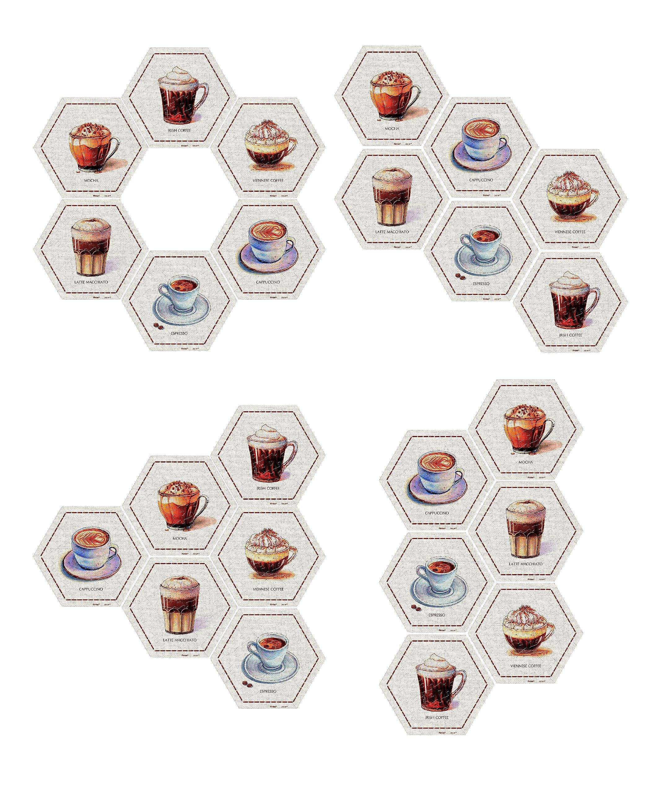 Pintoo Jigsaw Puzzle Wall Tile Puzzle Set Coffee Time Series - Six of 56-Piece Wall Tile Puzzles Create 3D Displays with Restickable Strips No Glue Needed [HX1162] - Image 8