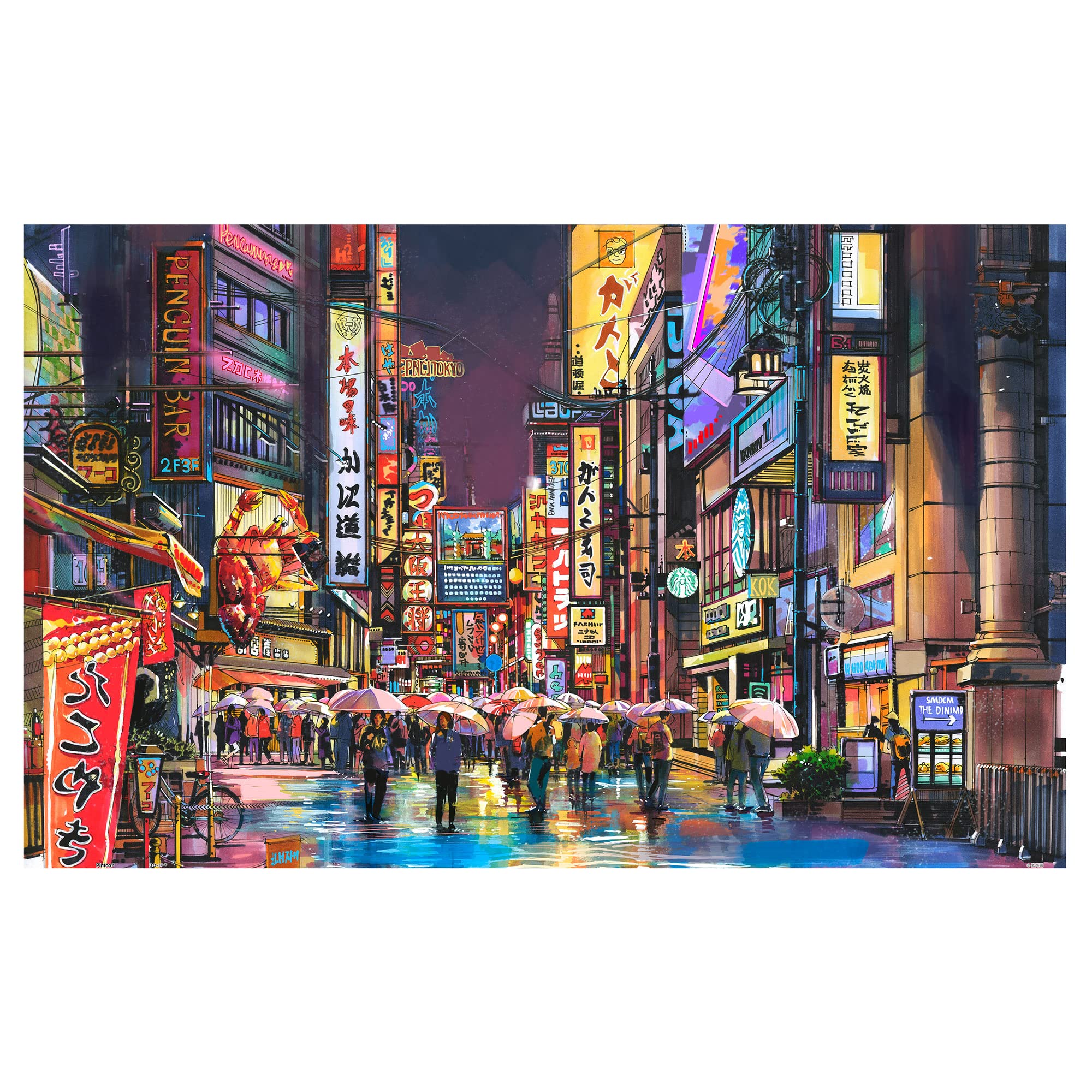 Pintoo Jigsaw Puzzles 1000 Piece for Adults - Neon Flashes on a Rainy Night Beautiful Plastic Puzzle for Home Decor Zero Dust Easy Storage [H2857]