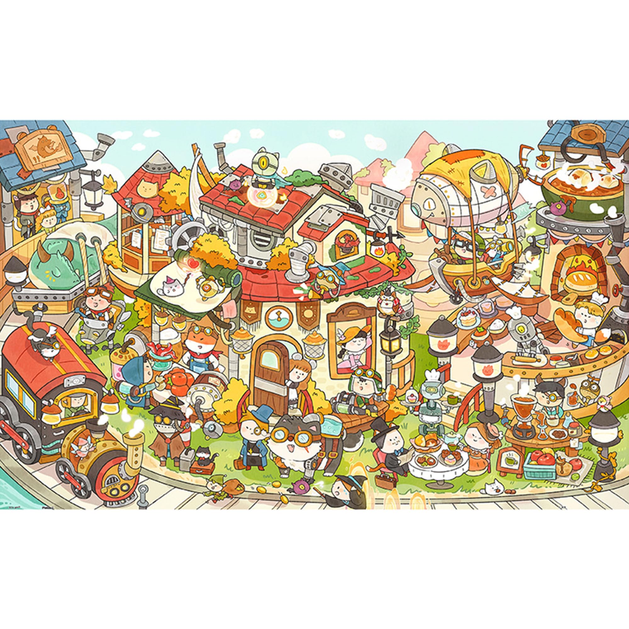 Pintoo Jigsaw Puzzles 1000 Piece for Adults - Peiji - Overground Town of Steam Beautiful Plastic Puzzle for Home Decor Zero Dust Easy Storage [H3591]