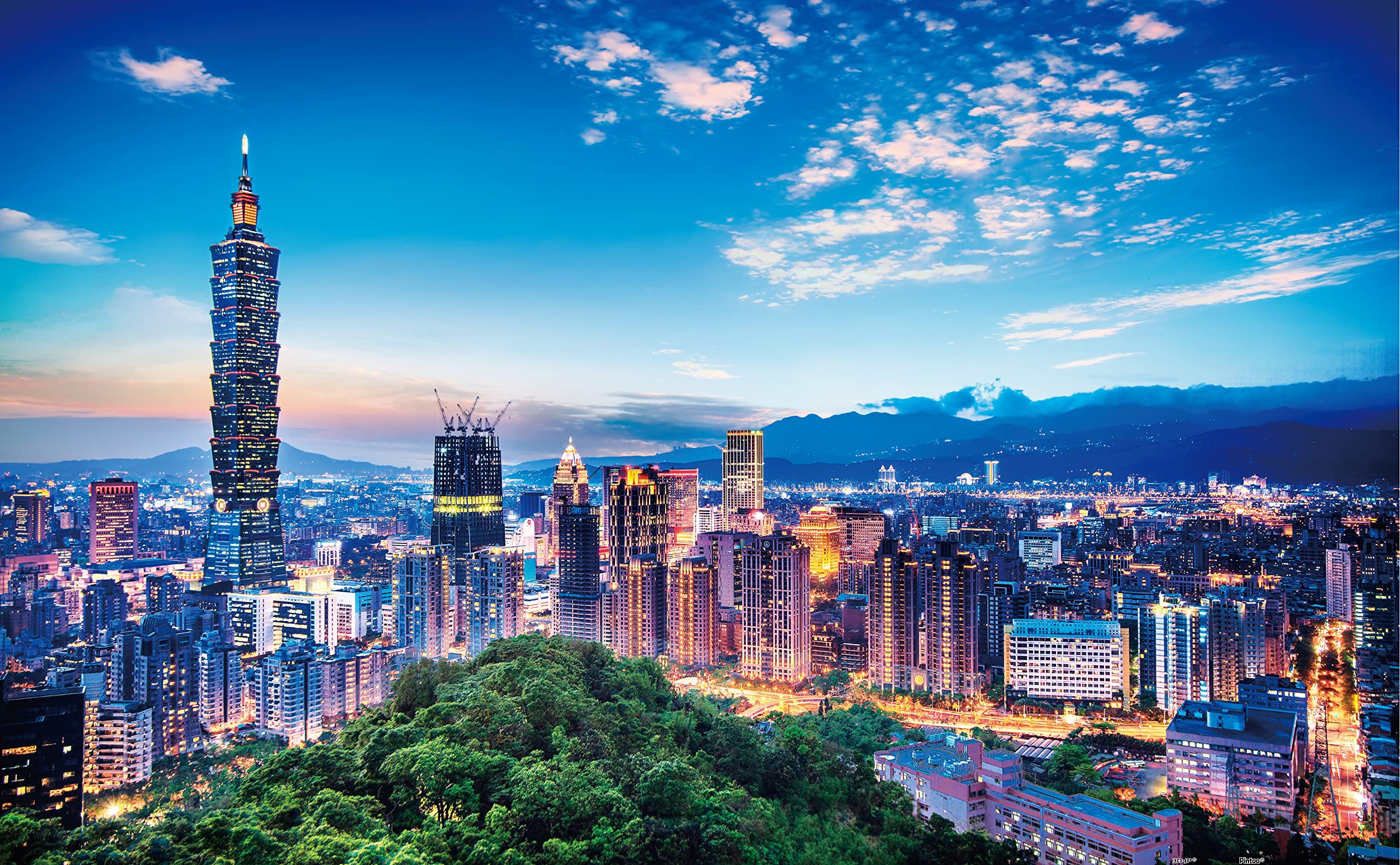 Pintoo Jigsaw Puzzles 1000 Piece for Adults - The Beautiful Sunset of Taipei Beautiful Plastic Puzzle for Home Decor Zero Dust Easy Storage [H1916]
