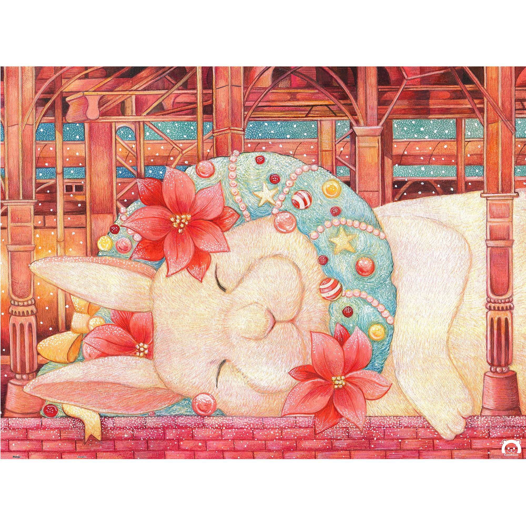 Pintoo Jigsaw Puzzles 1200 Piece for Adults - Cotton Lion - Goodnight Rabbit Beautiful Plastic Puzzle for Home Decor Zero Dust Easy Storage [H3391]
