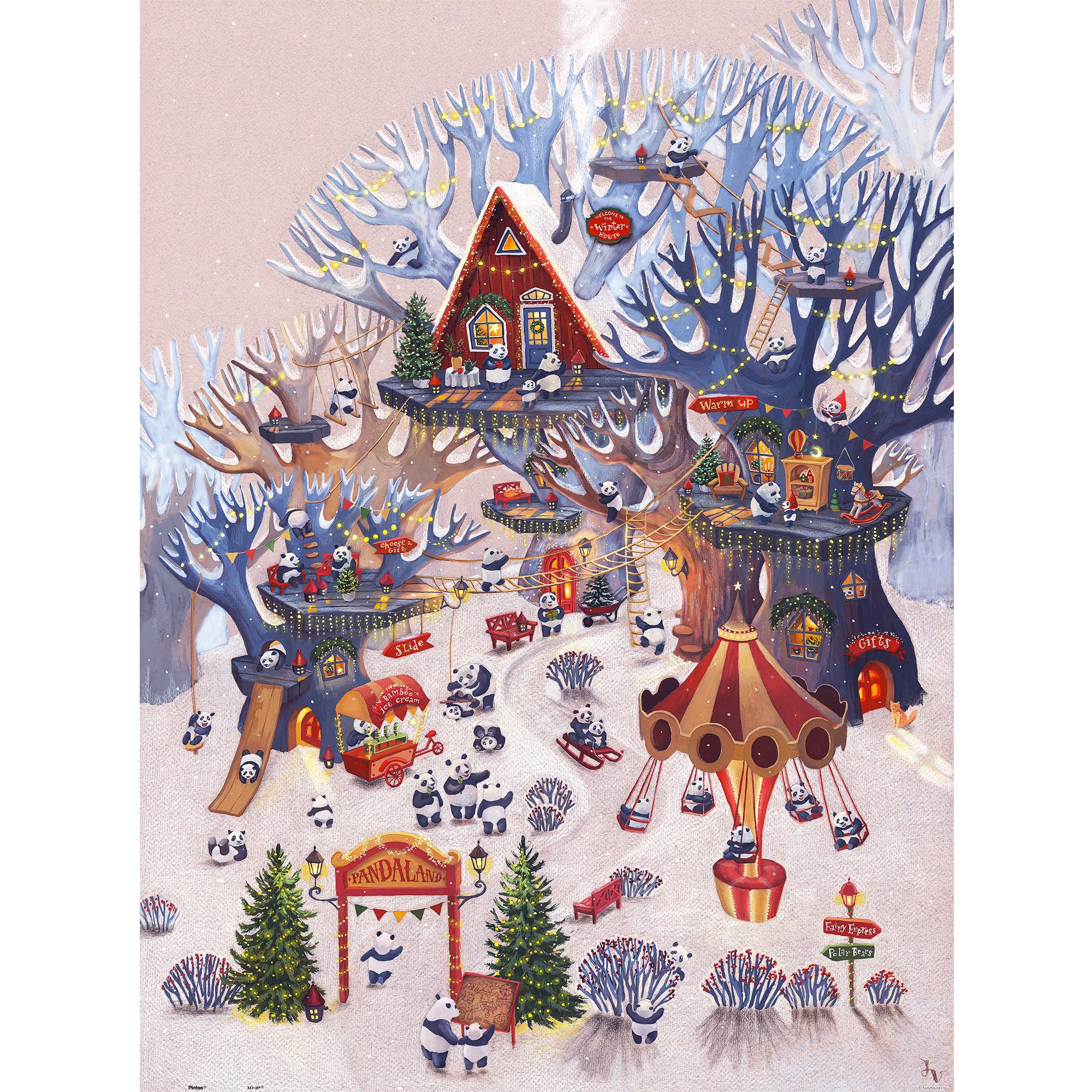 Pintoo Jigsaw Puzzles 1200 Piece for Adults - Julia Vaihicheva - Panda Land Beautiful Plastic Puzzle for Home Decor Zero Dust Easy Storage [H3389]