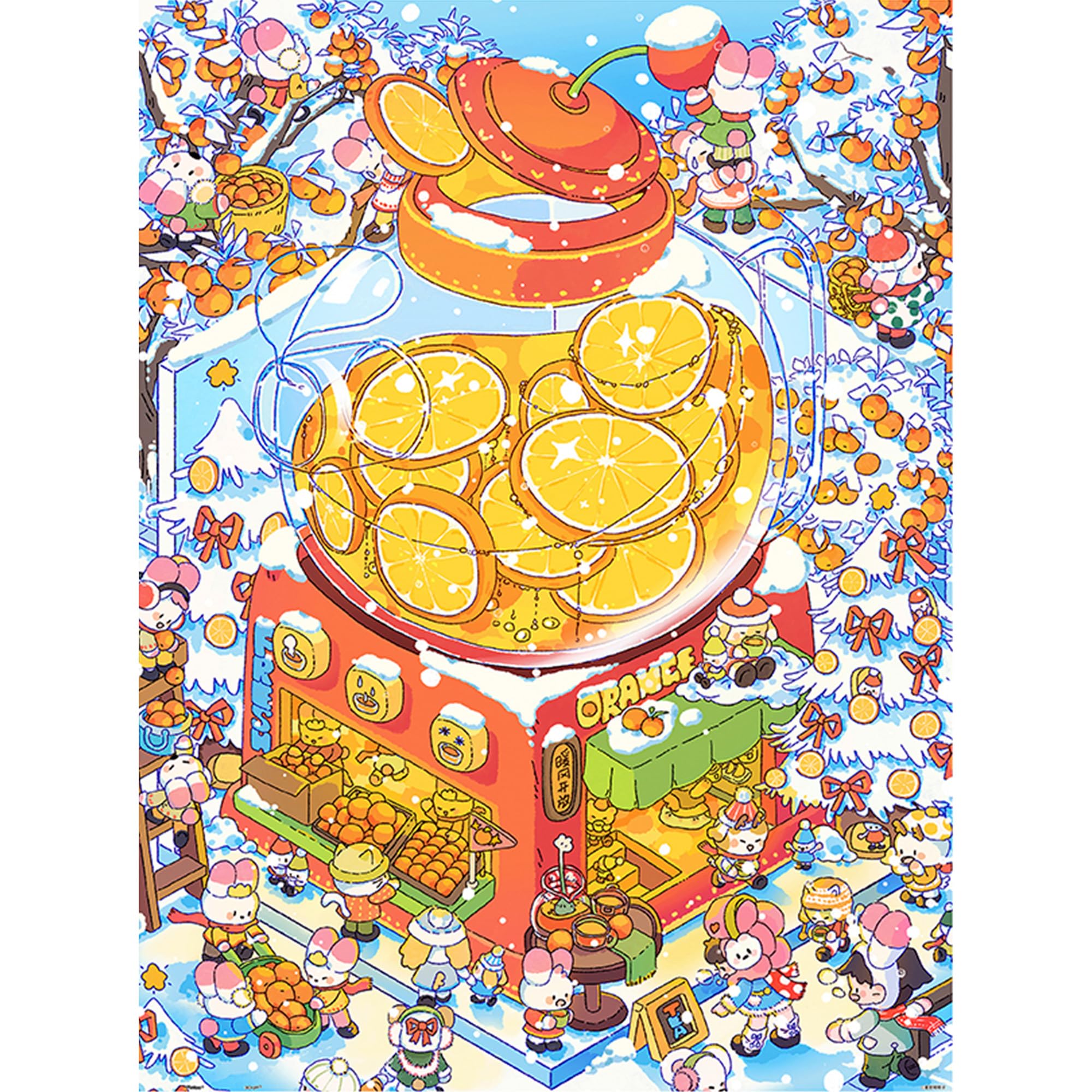 Pintoo Jigsaw Puzzles 1200 Piece for Adults - Memeko - Orange Tea and Snow Beautiful Plastic Puzzle for Home Decor Zero Dust Easy Storage [H3792]
