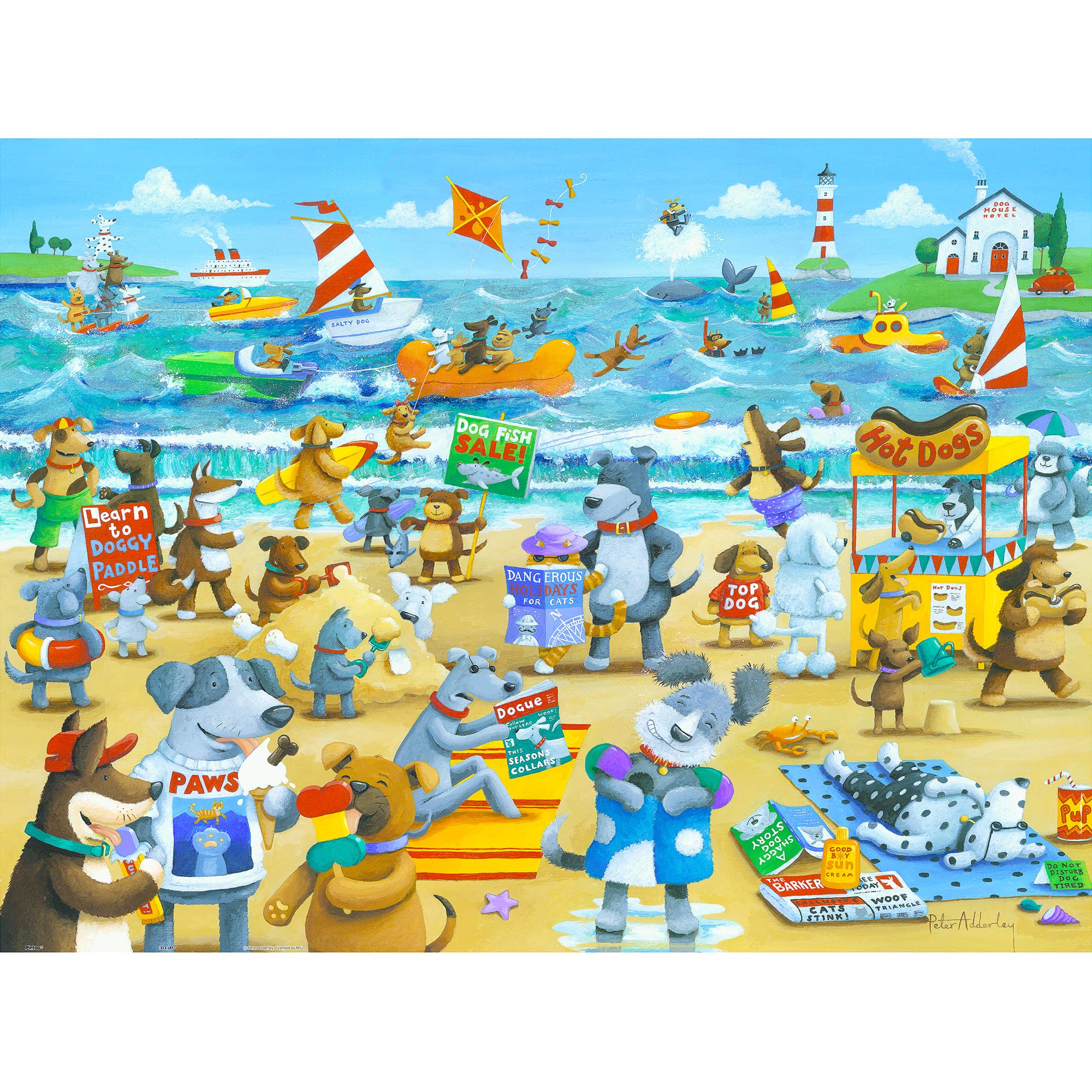 Pintoo Jigsaw Puzzles 1200 Piece for Adults - Peter Adderley - Dogs Beach Beautiful Plastic Puzzle for Home Decor Zero Dust Easy Storage [H3275]