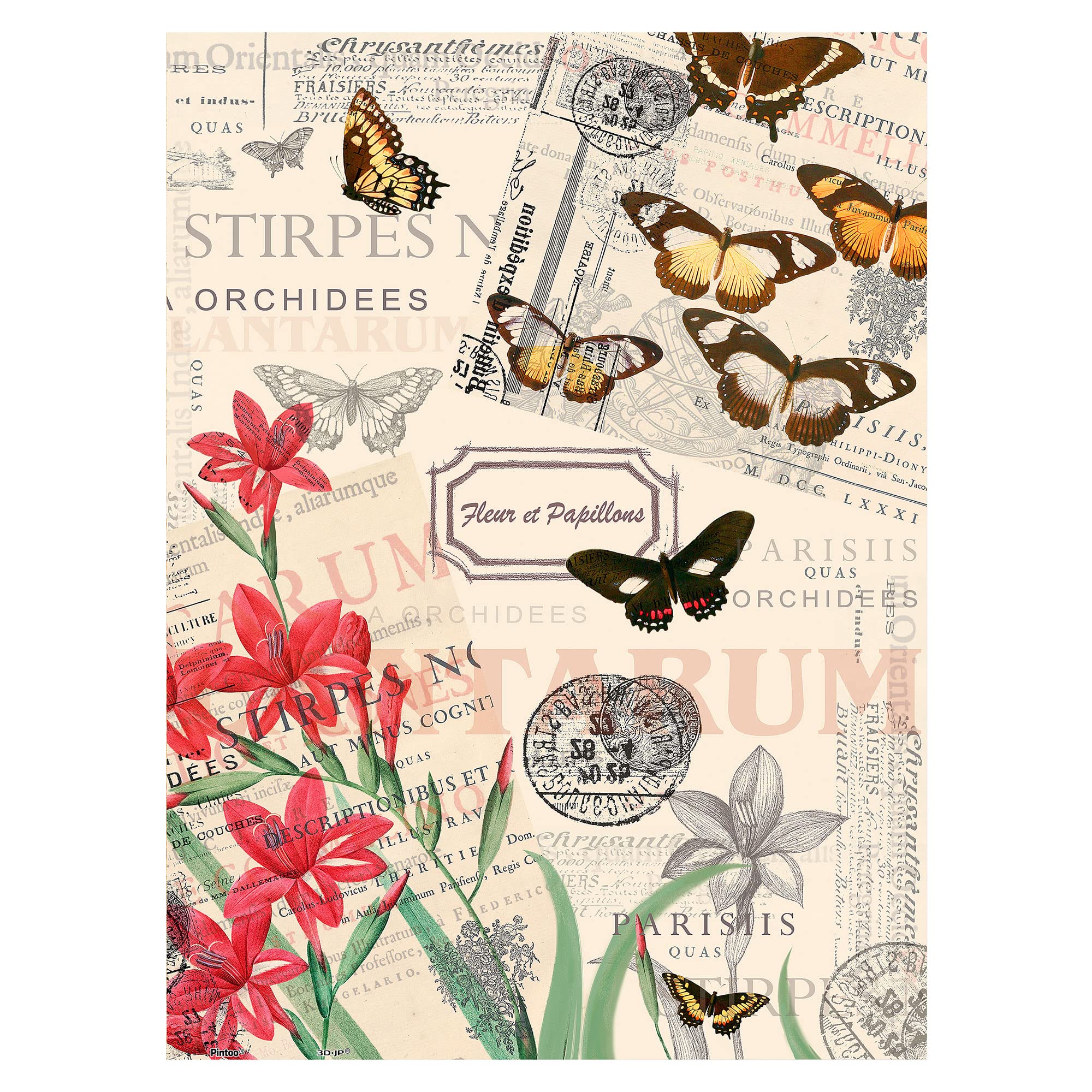 Pintoo Jigsaw Puzzles 300 Piece for Adults - Butterfly Floral Design Easy Storage Snug Interlocking Plastic Puzzle No Glue Required [H1585]