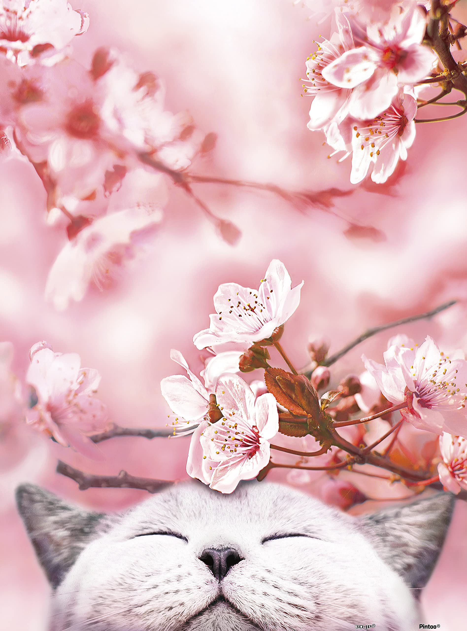 Pintoo Two Plastic Jigsaw Puzzles Bundle - 300 Piece - Cherry Blossom - Sakura Cat and 500 Piece - Seashell on The Beach [H2462+H1335] - Image 2