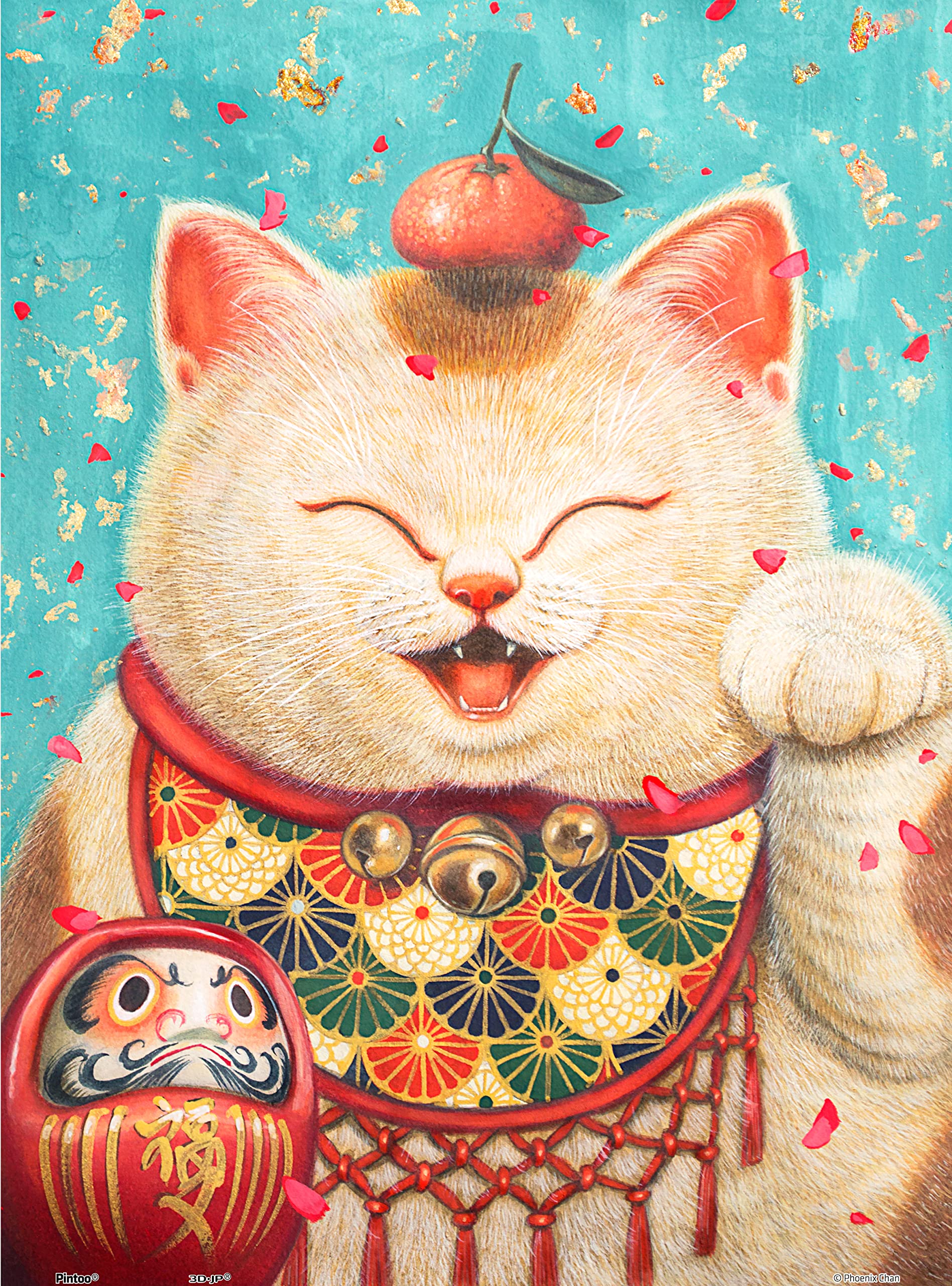 Pintoo - Two Plastic Jigsaw Puzzles Bundle - 300 Piece - Phoenix Chan - Maneki Neko and 300 Piece - Cherry Blossom - Sakura Cat [H2079+H2462] - Image 2