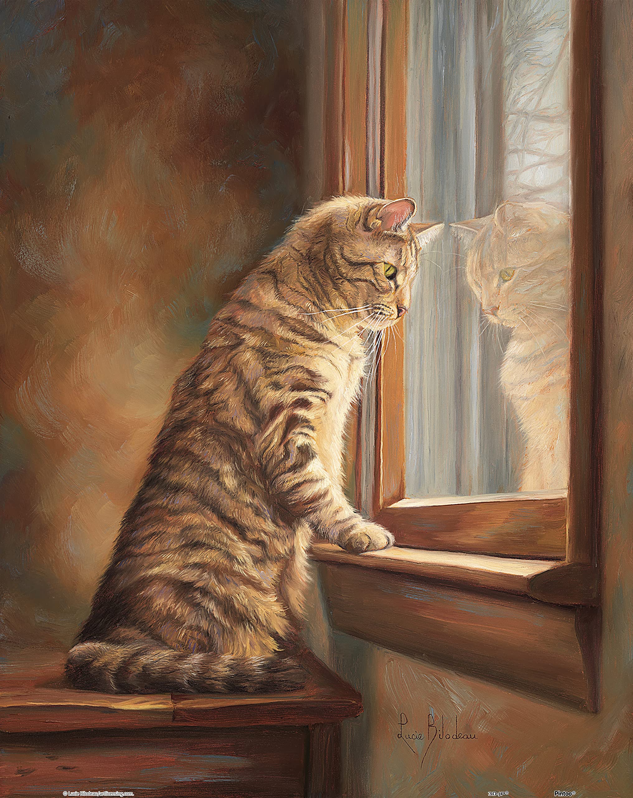 Pintoo Jigsaw Puzzles 500 Piece for Adults - Lucie Bilodeau - Peering Out The Window Beautiful Plastic Puzzle for Home Decor Zero Dust Easy Storage [H2282]