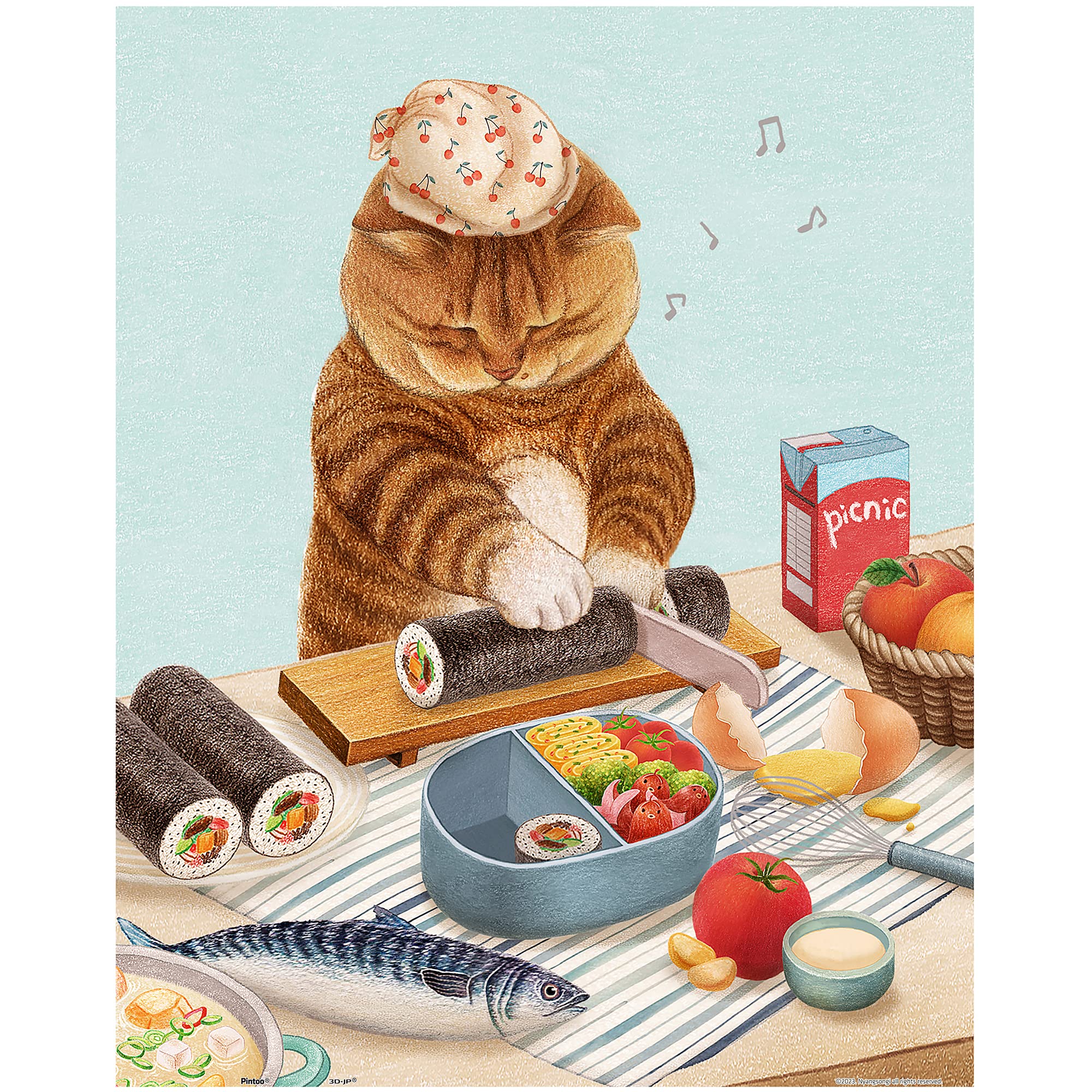 Pintoo Jigsaw Puzzles 500 Piece for Adults - Nyangsongi - Let's Go On a Picnic Beautiful Plastic Puzzle for Home Decor Zero Dust Easy Storage [H3179]