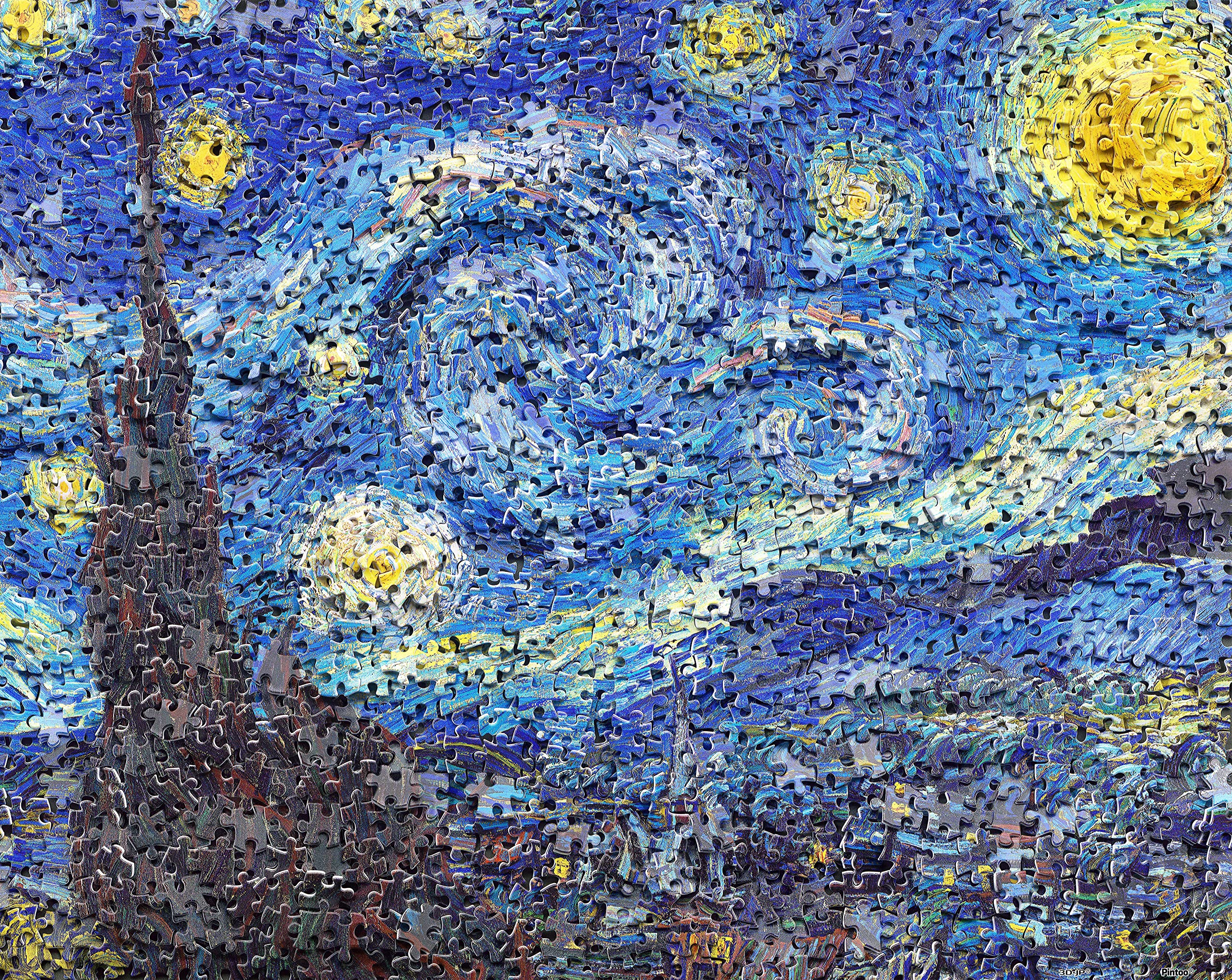 Pintoo Jigsaw Puzzles 500 Piece for Adults - Puzzle in Puzzle - Van Gogh's Starry Night - Easy Storage Snug Interlocking Plastic Puzzle No Glue Required [H2285]