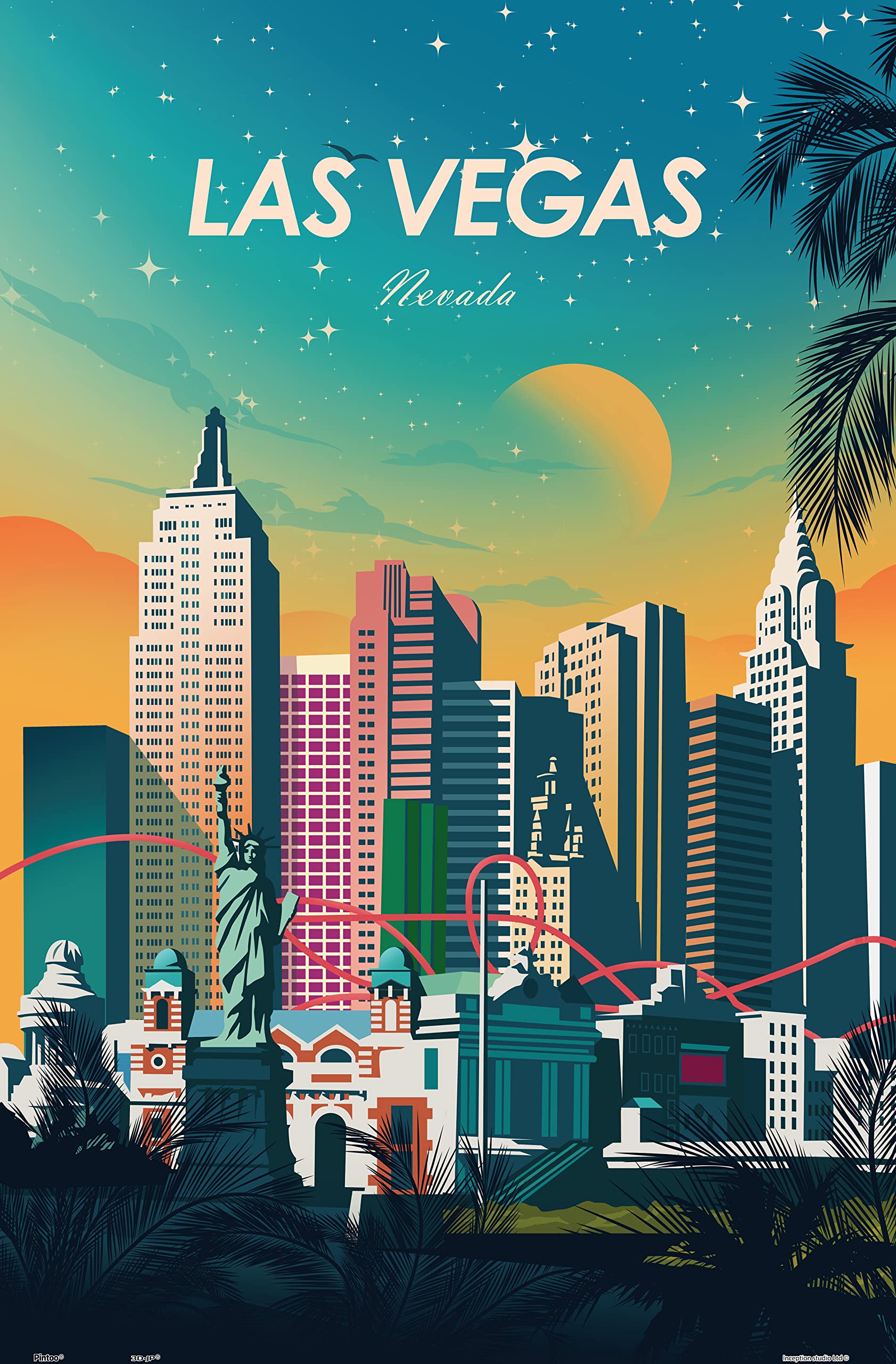 Pintoo Jigsaw Puzzles 600 Piece for Adults - Studio Inception - World Travel - Las Vegas Beautiful Plastic Puzzle for Home Decor Zero Dust Easy Storage [H3303]