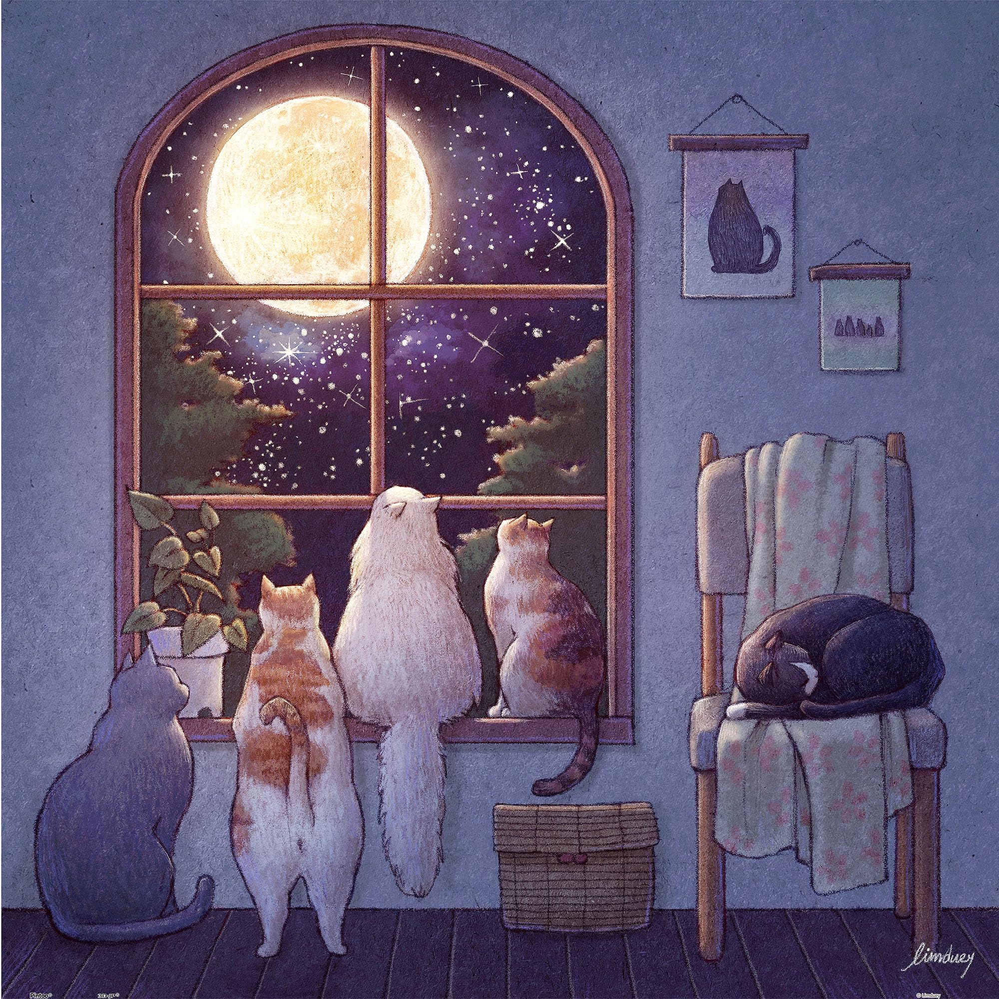 Pintoo Jigsaw Puzzles 900 Piece for Adults - Limduey - Viewing The Moon Beautiful Plastic Puzzle for Home Decor Zero Dust Easy Storage [H3453]