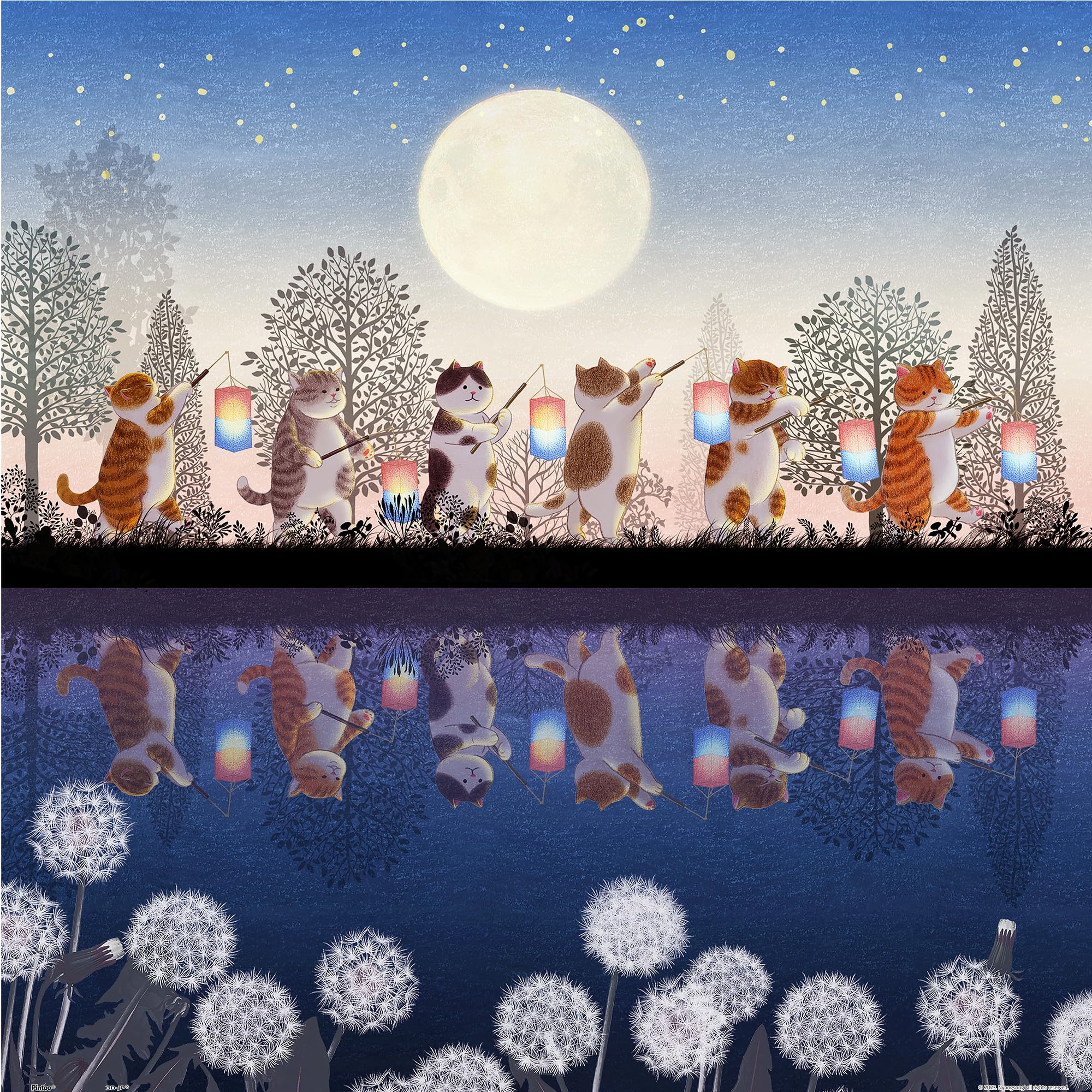 Pintoo Jigsaw Puzzles 900 Piece for Adults - Nyangsongi - Cats Night Tour Beautiful Plastic Puzzle for Home Decor Zero Dust Easy Storage [H3371]