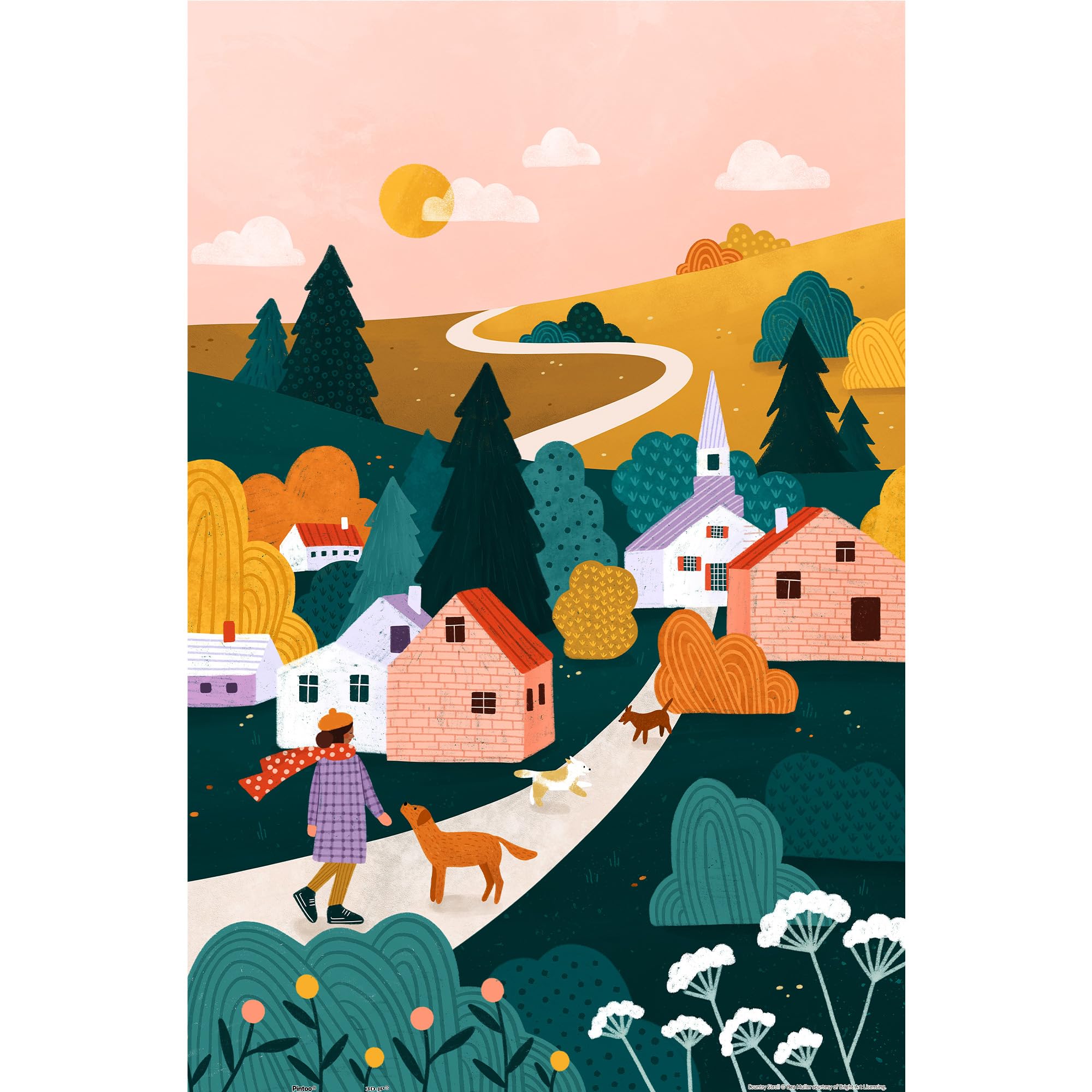 Pintoo Plastic Jigsaw Puzzles for Adults 600 Pieces - Bea Muller - Country Stroll Most Satisfying Table Games and Gifts No Puzzle Mat Required [H3418]