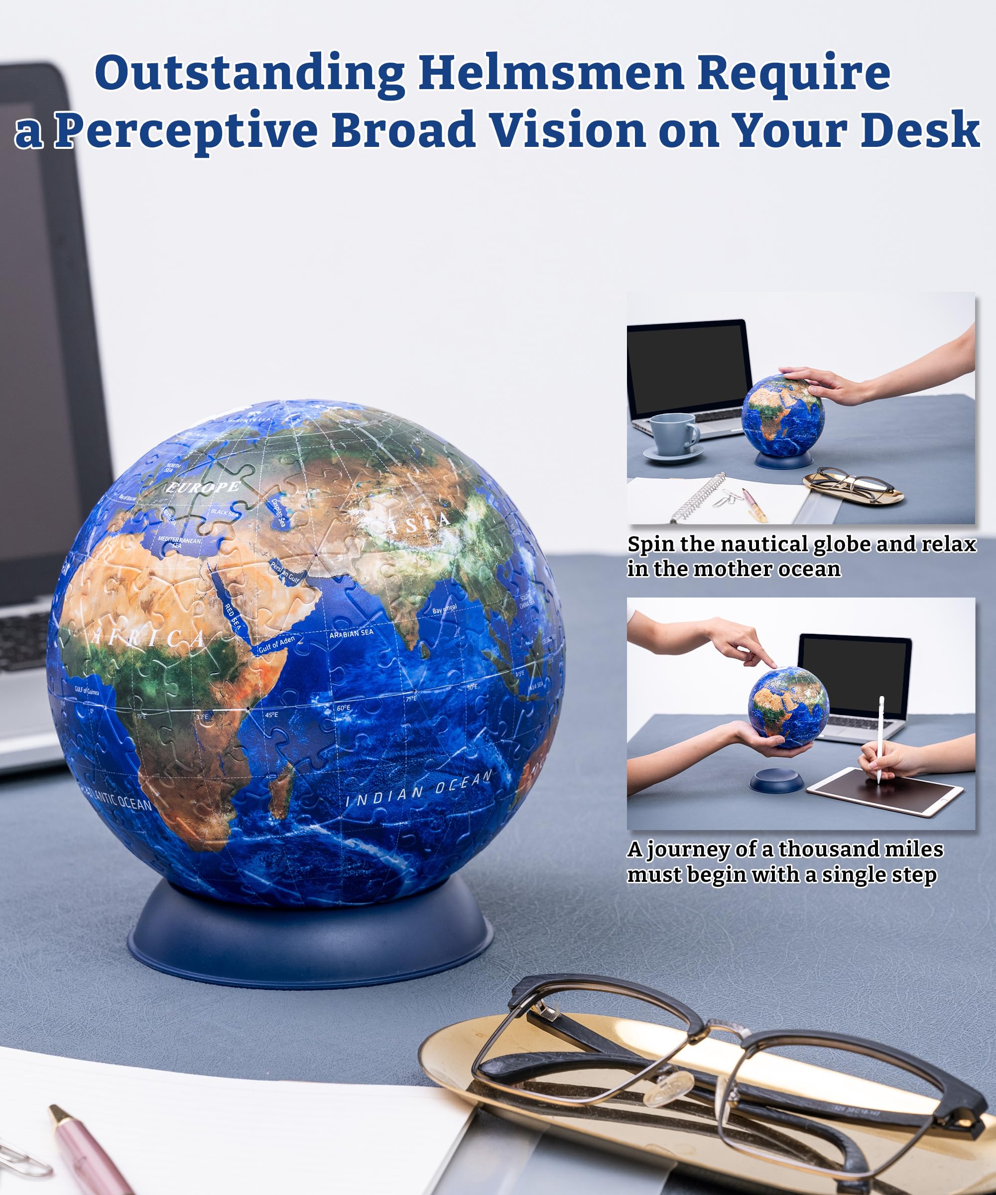Pintoo Puzzles Pintoo 3-D Puzzle Globe Classic Small 6" Earth Globe Decor with 240 Curved Puzzle Pieces - Globes of The World for Unisex Adults, Explorers, Business, Home Decoration [A3751] - Image 3